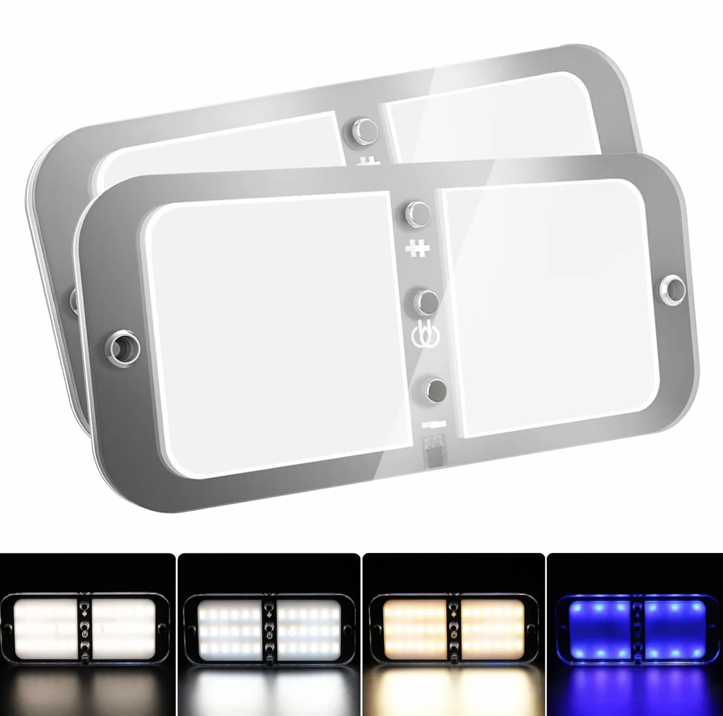 Lampa sufitowa LED, 12 V, do kampera, 72 diod LED, 800 lm, możliwość ściemniania, z przełącznikiem/pilotem zdalnego sterowania, oświetlenie wewnętrzne do samochodu kempingowego, samochodu