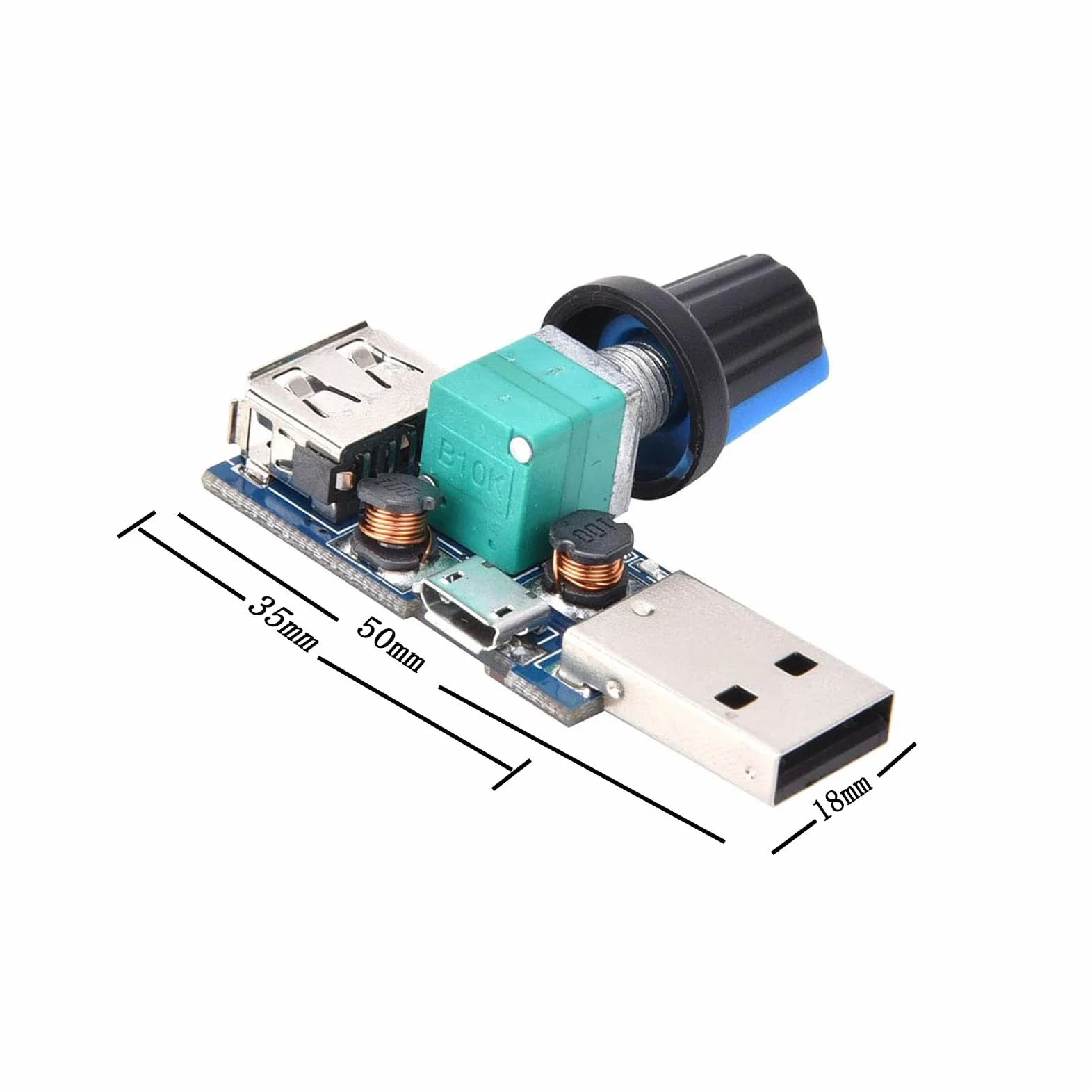 GERUI Mini wentylator 5 V, regulator prędkości obrotowej USB, regulator prędkości obrotowej DC 4-12 V do 2,5-8 V, regulator prędkości obrotowej z przełącznikiem