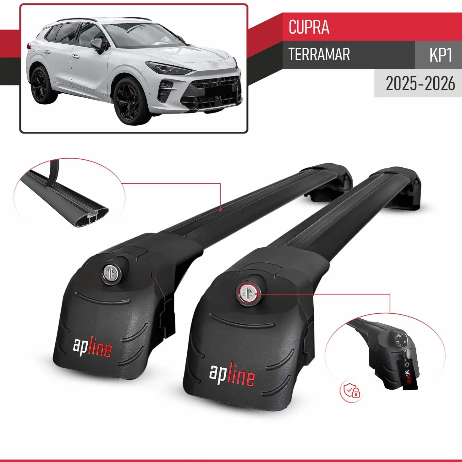 Bagażnik dachowy Cupra Terramar 2025 ACE-2 czarny aluminium 2 pręty