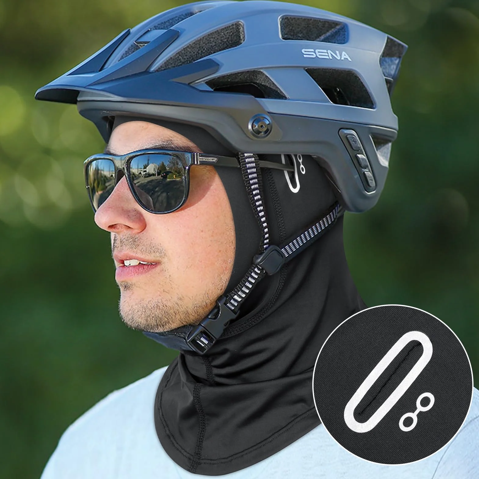 MELLIEX Letnia kominiarka dla mężczyzn i kobiet, oddychająca kominiarka z otwartą twarzą z otworami na okulary, jedwabna maska na twarz do jazdy na rowerze, motocyklu, wędkarstwa - czarna
