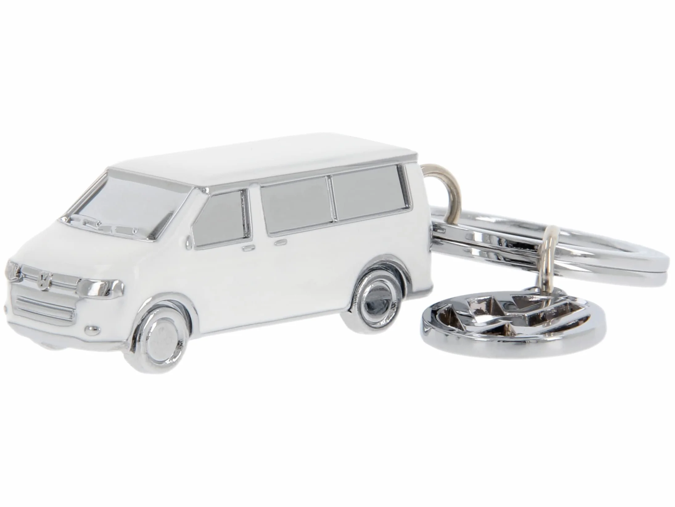 BRISA VW Collection – Volkswagen 3D metalowy breloczek do kluczy, pierścień do kluczy, akcesoria w stylu T5/T6 Bulli Bus (Classic Bus/srebrny)