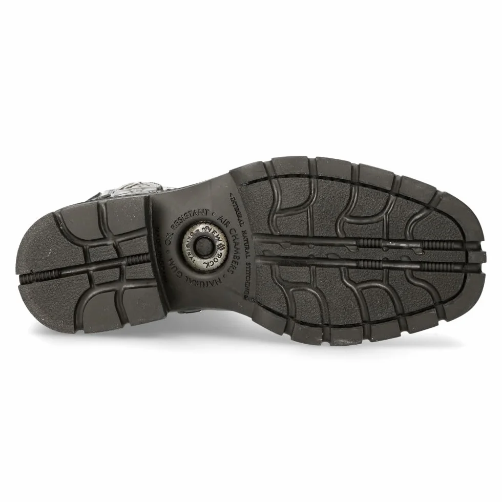 New Rock Buty motocyklowe, uniseks, zamek błyskawiczny, kolor czarny, skóra, uniseks, czarne buty motocyklowe, zamek błyskawiczny M.7605C-C1