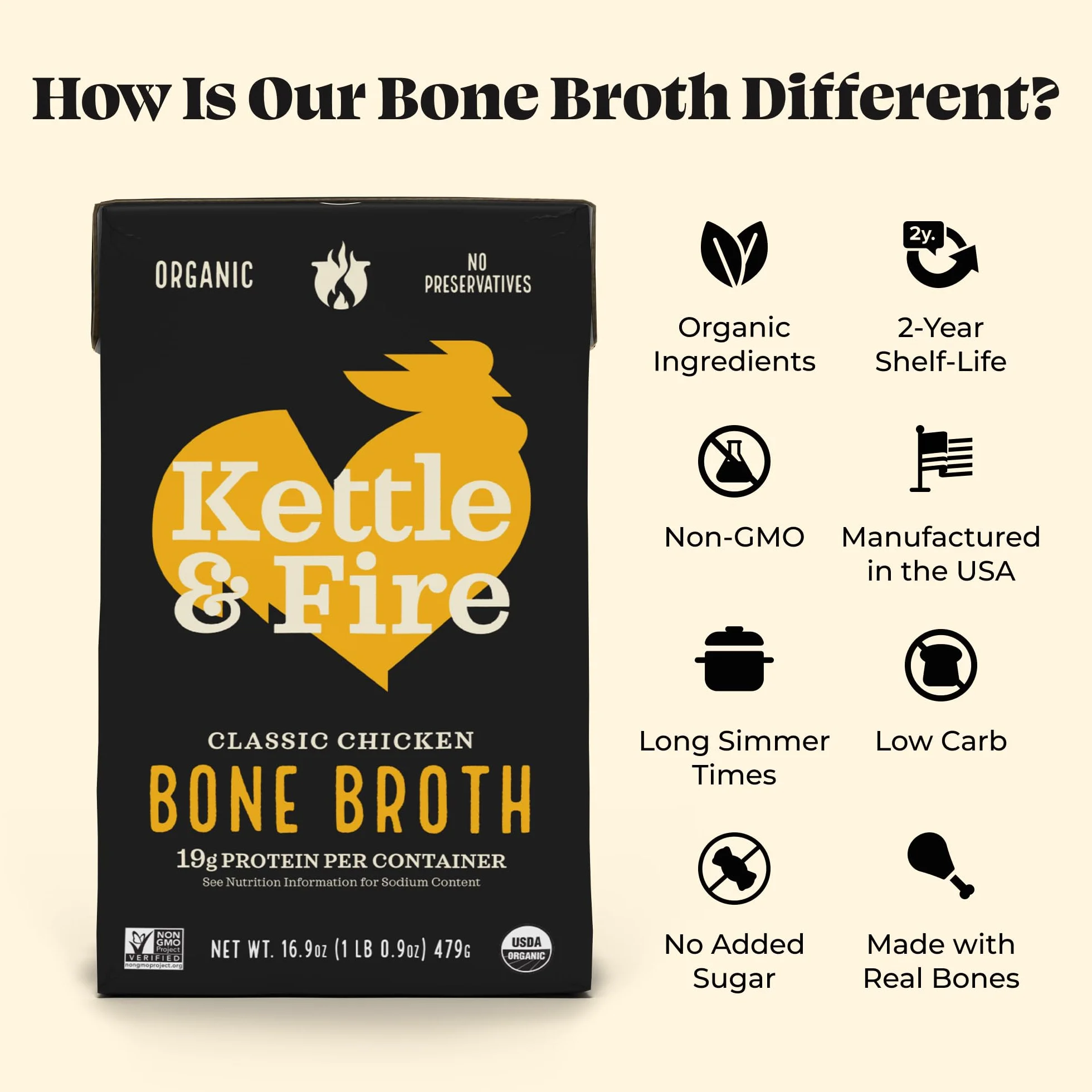 Kettle and Fire - Chicken Bone Broth - 16,2 uncji