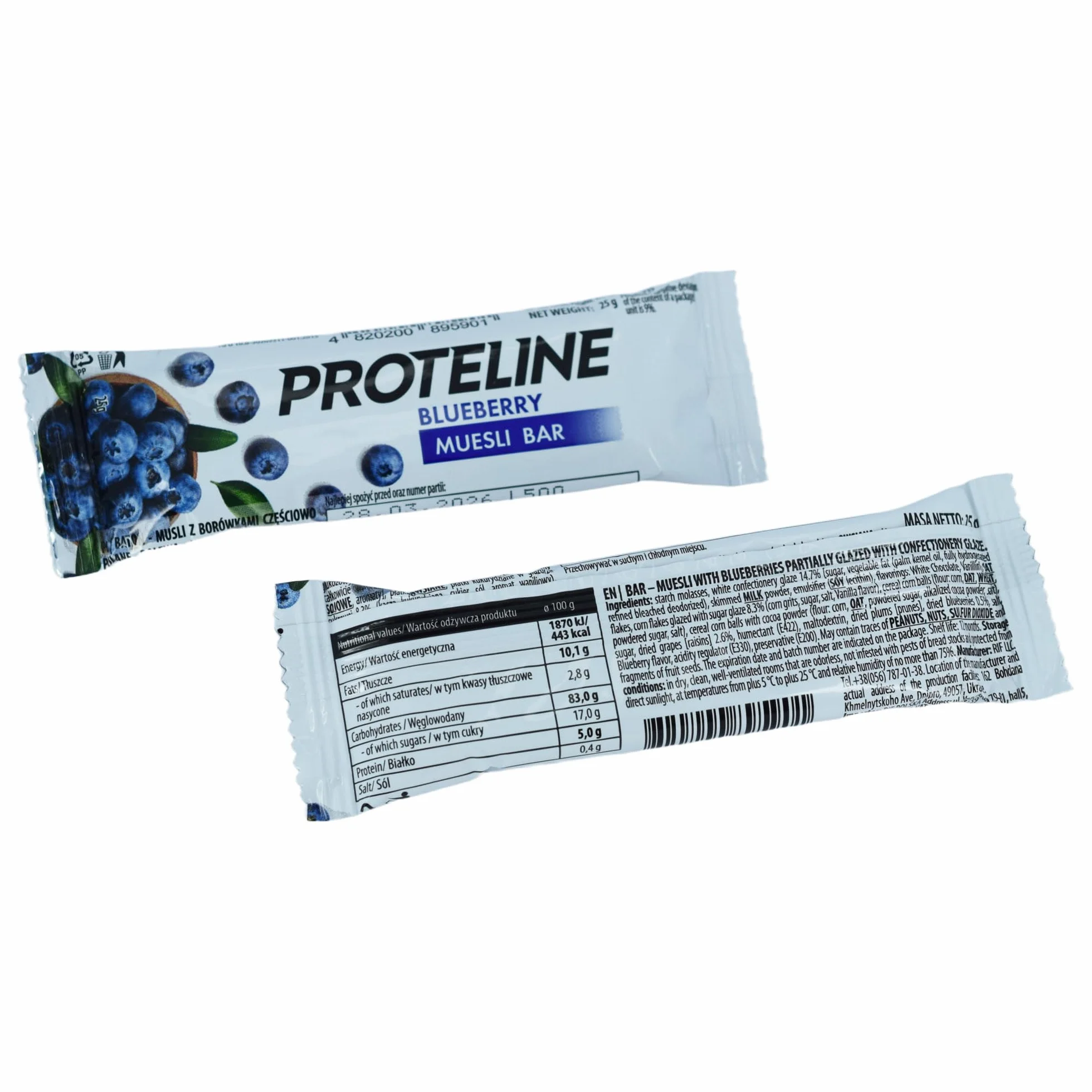 Proteline baton musli z borówkami 35x25 g