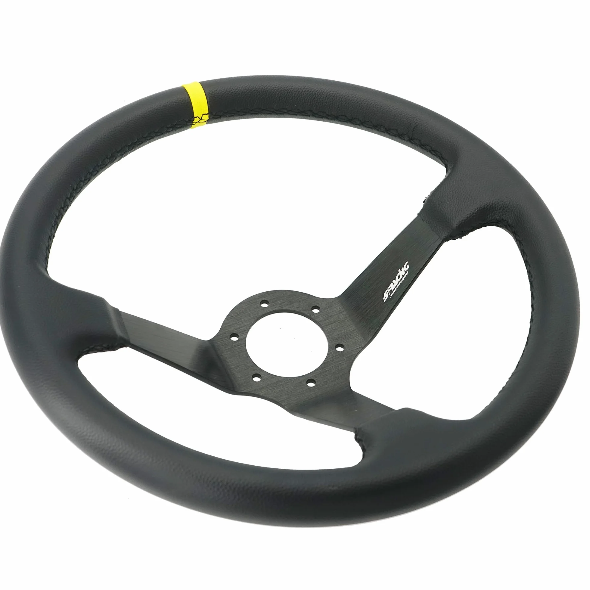 Simoni Racing Car/350P sportowa kierownica A kielich ze skóry, czarna/żółta