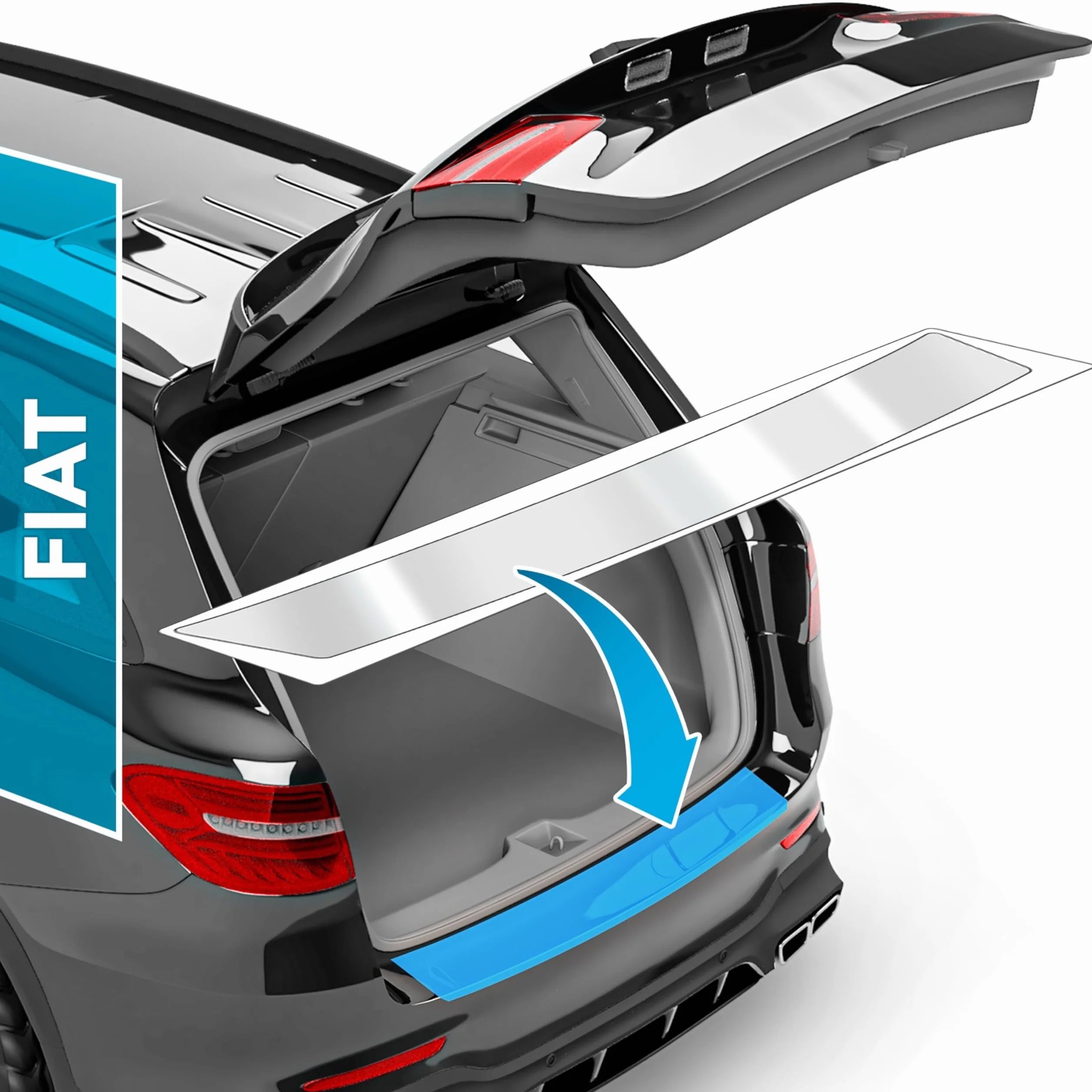 uProtect folia ochronna na krawędź załadunkową kompatybilny z Fiat 500e 332 I 2020-2026 - ochrona przed zarysowaniami, folia ochronna na lakier - przezroczysty błyszczący