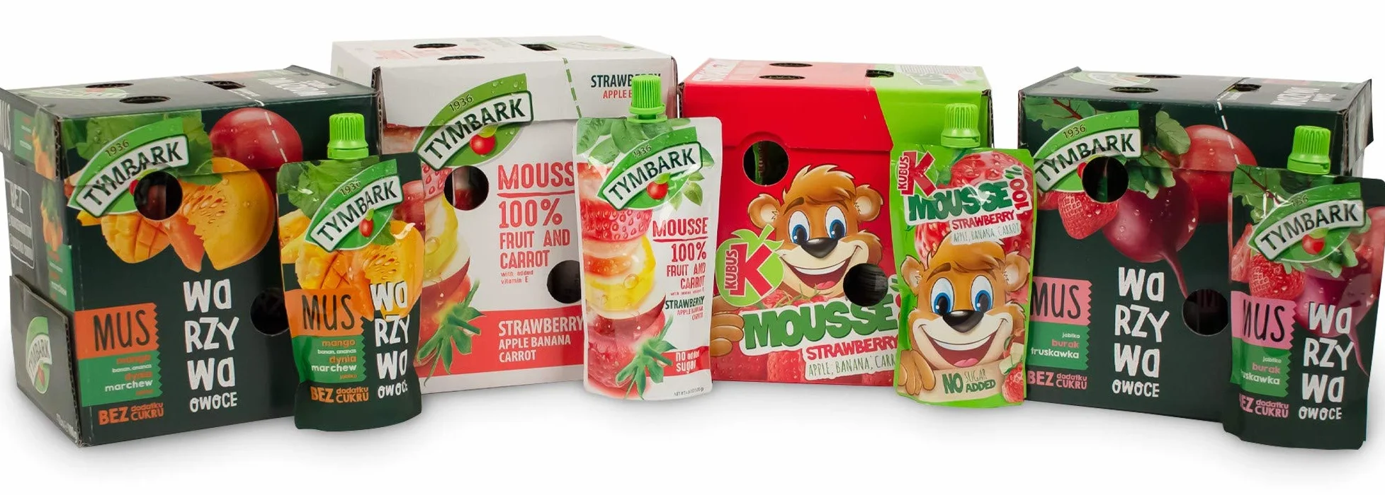Tymbark Mus Owocowo-Warzywny Mango-Banan-Ananas-Dynia-Marchew-Jabłko Bez Cukru Z Witaminą C 100g x 12 szt