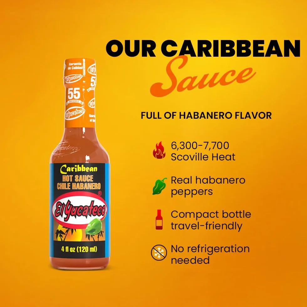 El Yucateco Caribbean Hot Sauce with Habanero Chilli 120 ml