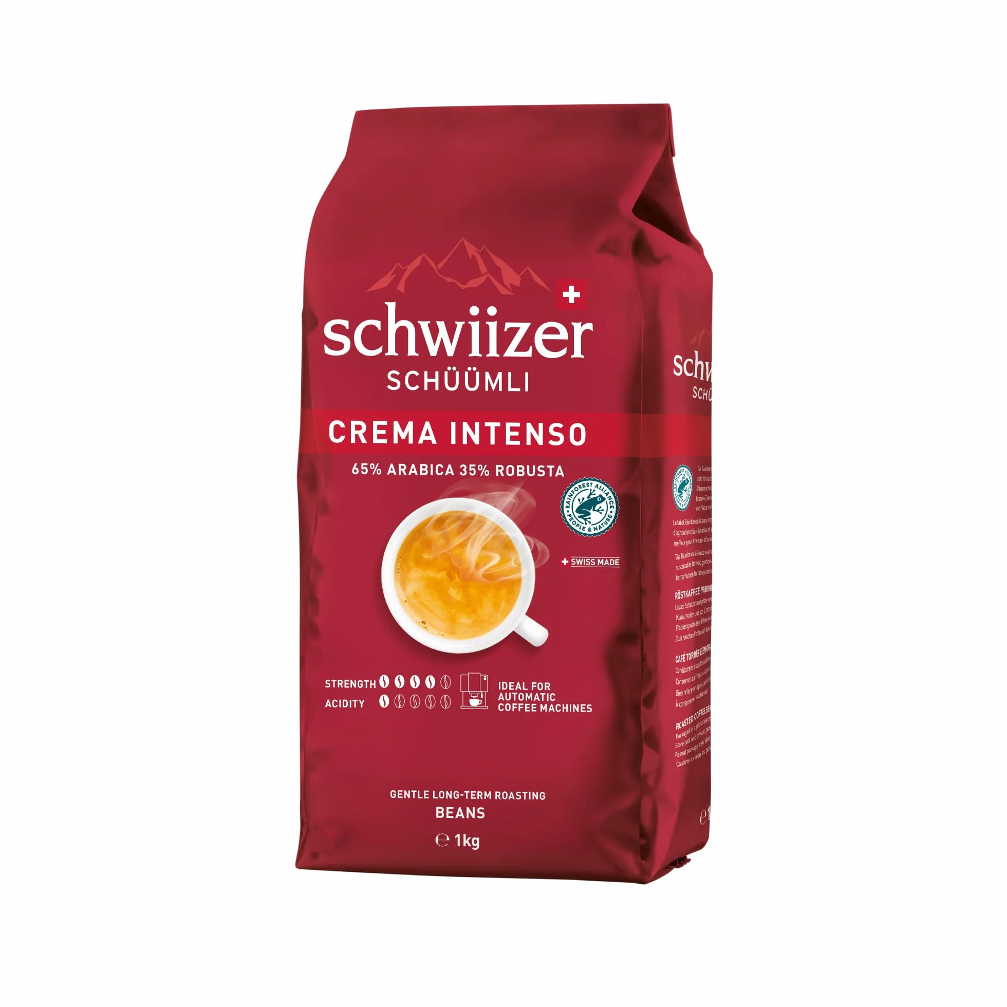 Schwiizer Schüümli Intenso kawa ziarnista 1 kg intensywność 4/5 certyfikat UTZ