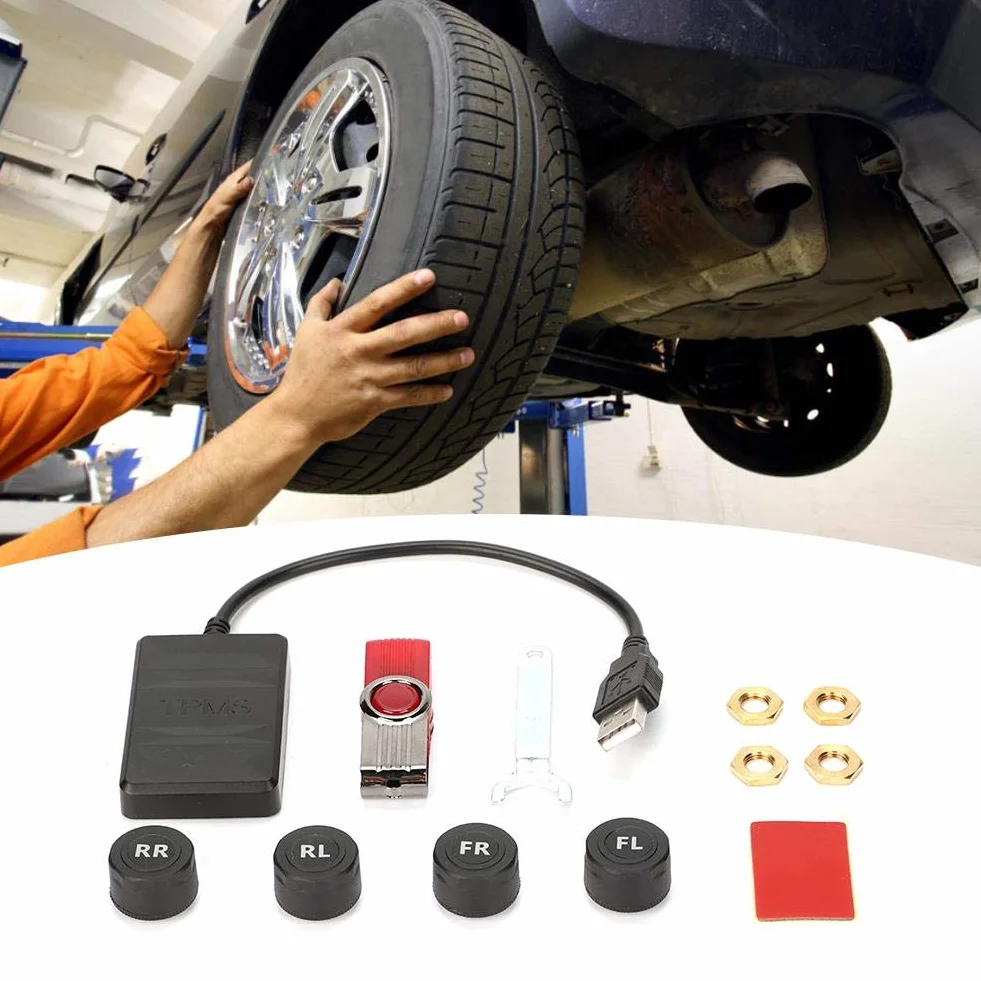 System monitorowania ciśnienia w oponach USB TPMS Alarm monitorowania samochodu z czujnikiem zewnętrznym do nawigacji Android dla wszystkich samochodów
