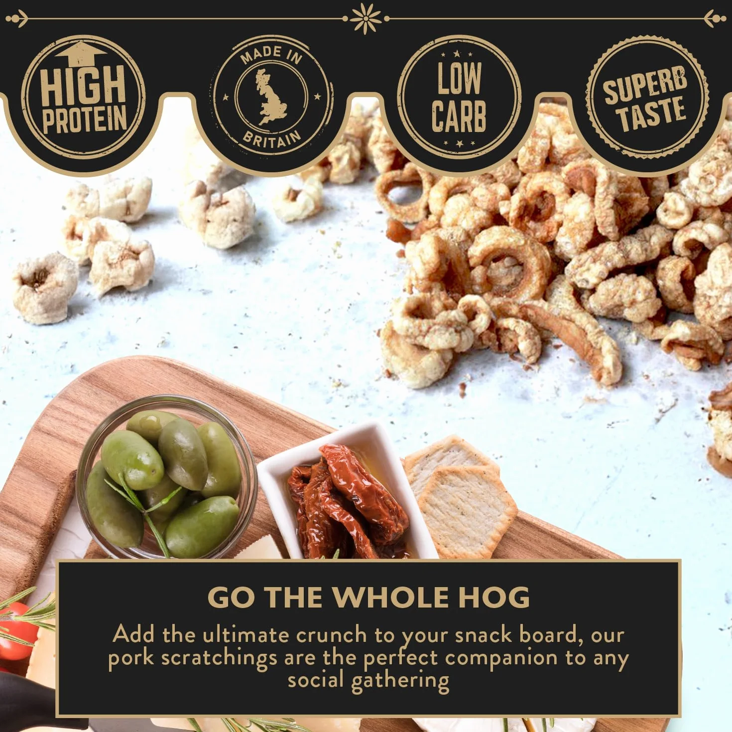 Mr Tubs Pork Crackling Worek zbiorczy 250 g Premium bezglutenowy przyjazny keto