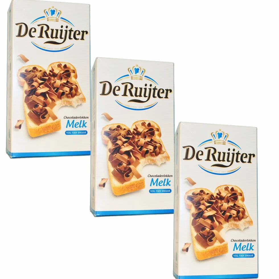 3 X De Ruijter Chocolade-Vlokken-Melk - czekolada mleczna płatki 300 g