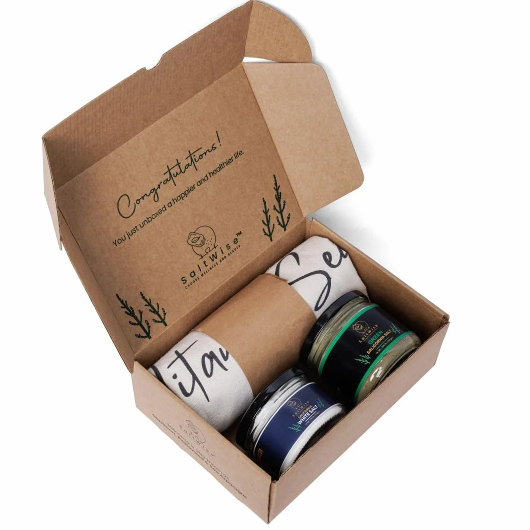 SaltWise Green & White Salicornia Salt Gift Set 14.10 oz / 400g Gourmet Plant-Based Low Sodium Vegan Natural