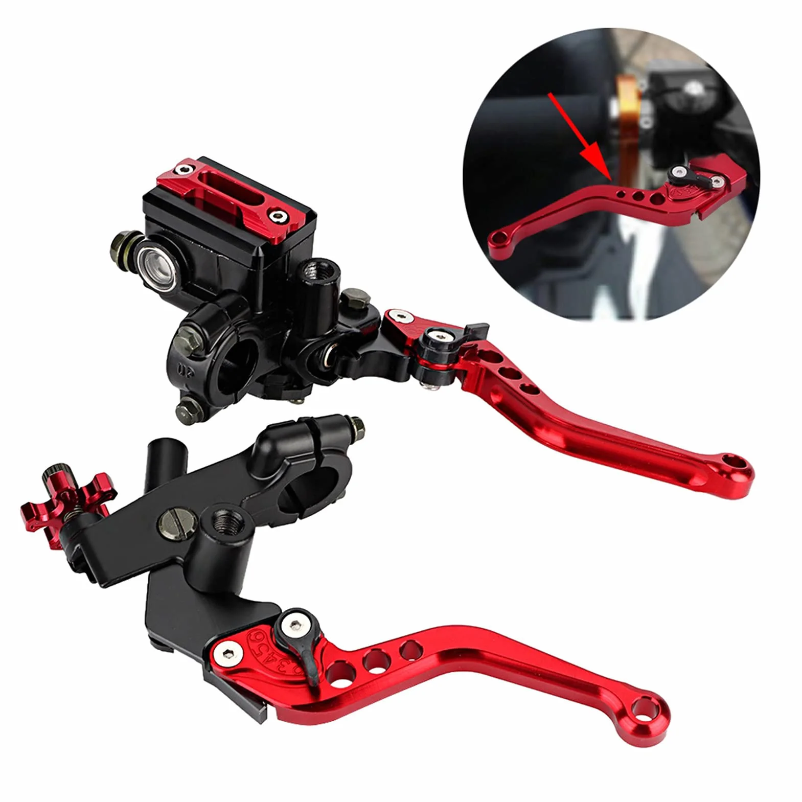 Dźwignia głównego cylindra motocykla, hydrauliczna dźwignia hamulca na kierownicę, para główna uniwersalnego cylindra hamulcowego 7/8 "(22 mm) do głównego i głównego cylindra