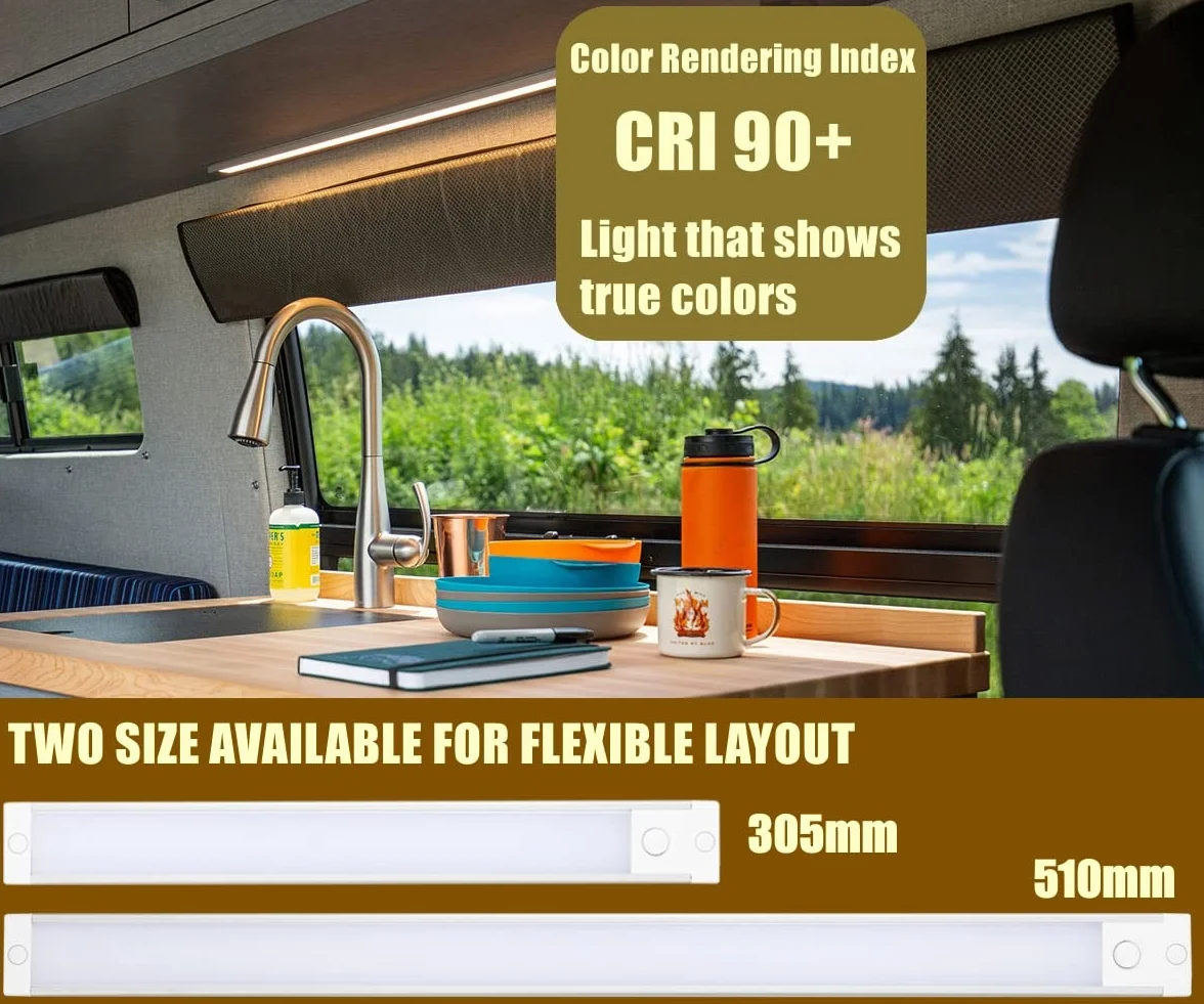 acegoo Campervan oświetlenie podszafkowe, 12V 8W 51cm, z zintegrowanym przełącznikiem i czerwoną lampką nocną LED, ściemniana listwa oświetleniowa do wnętrza 860lm, do łodzi, furgonetki 4000K
