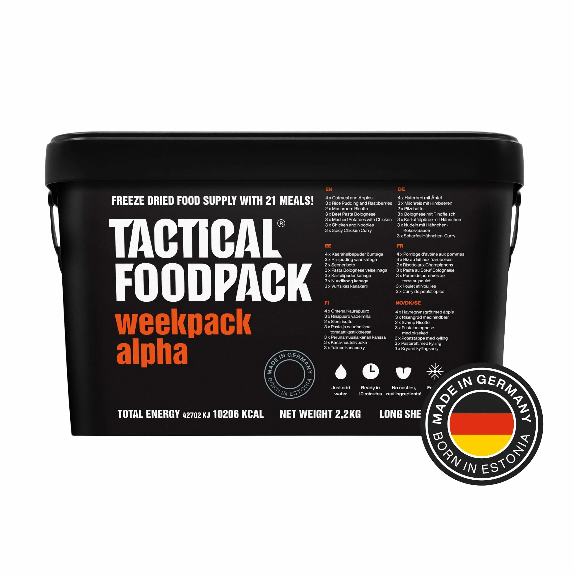 Tactical Foodpack Weekpack Alpha (21 posiłków) – liofilizowane posiłki I gotowe do spożycia I MRE I Survival I jedzenie na świeżym powietrzu I Wyprawa I Biuro