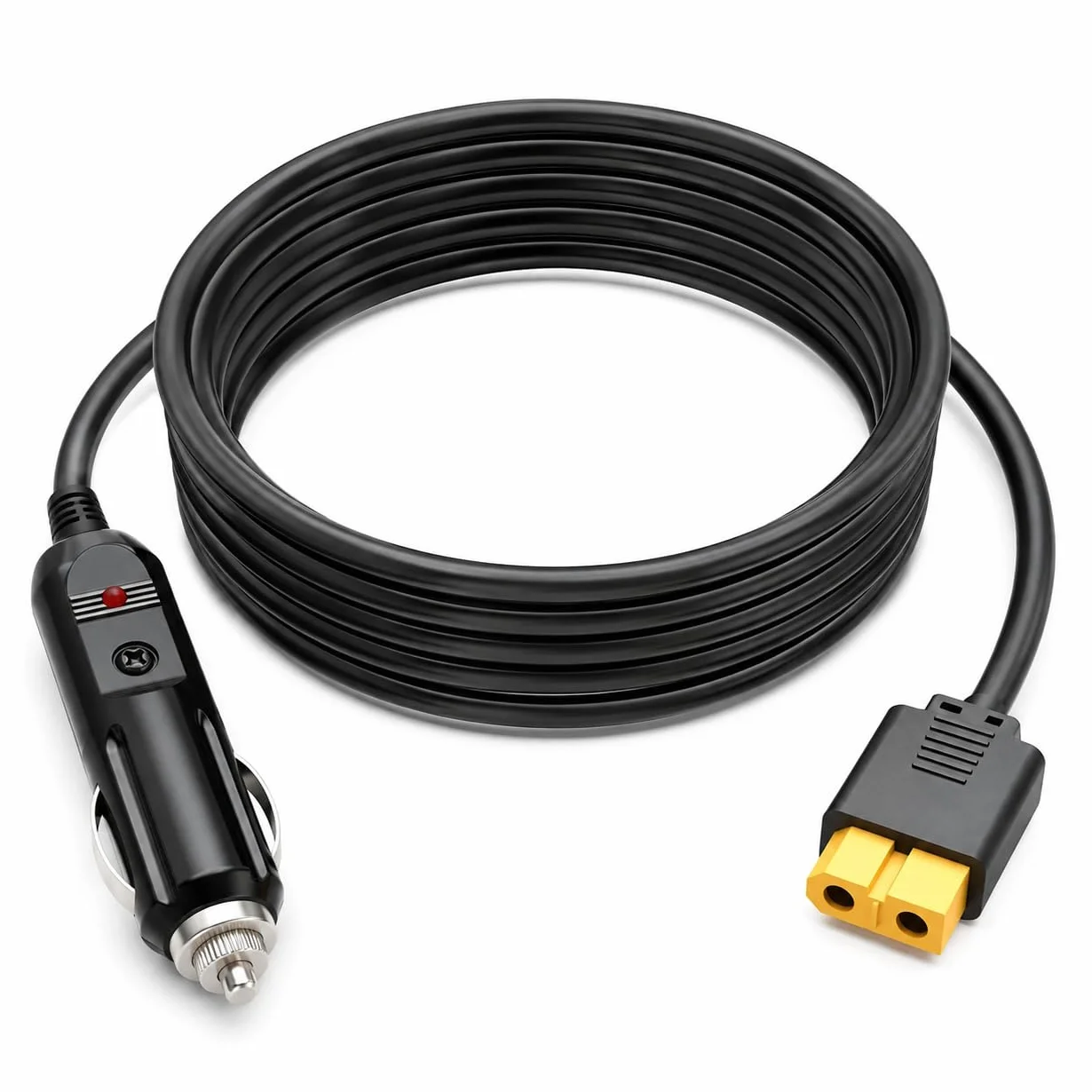 Powice Gniazdo zapalniczki samochodowej na XT60 kabel 1,5 m, 14 AWG kabel do ładowania 12 V/24 V z bezpiecznikiem 10 A, kabel do ładowania samochodowego XT60, gniazdo do stacji zasilania, generatora