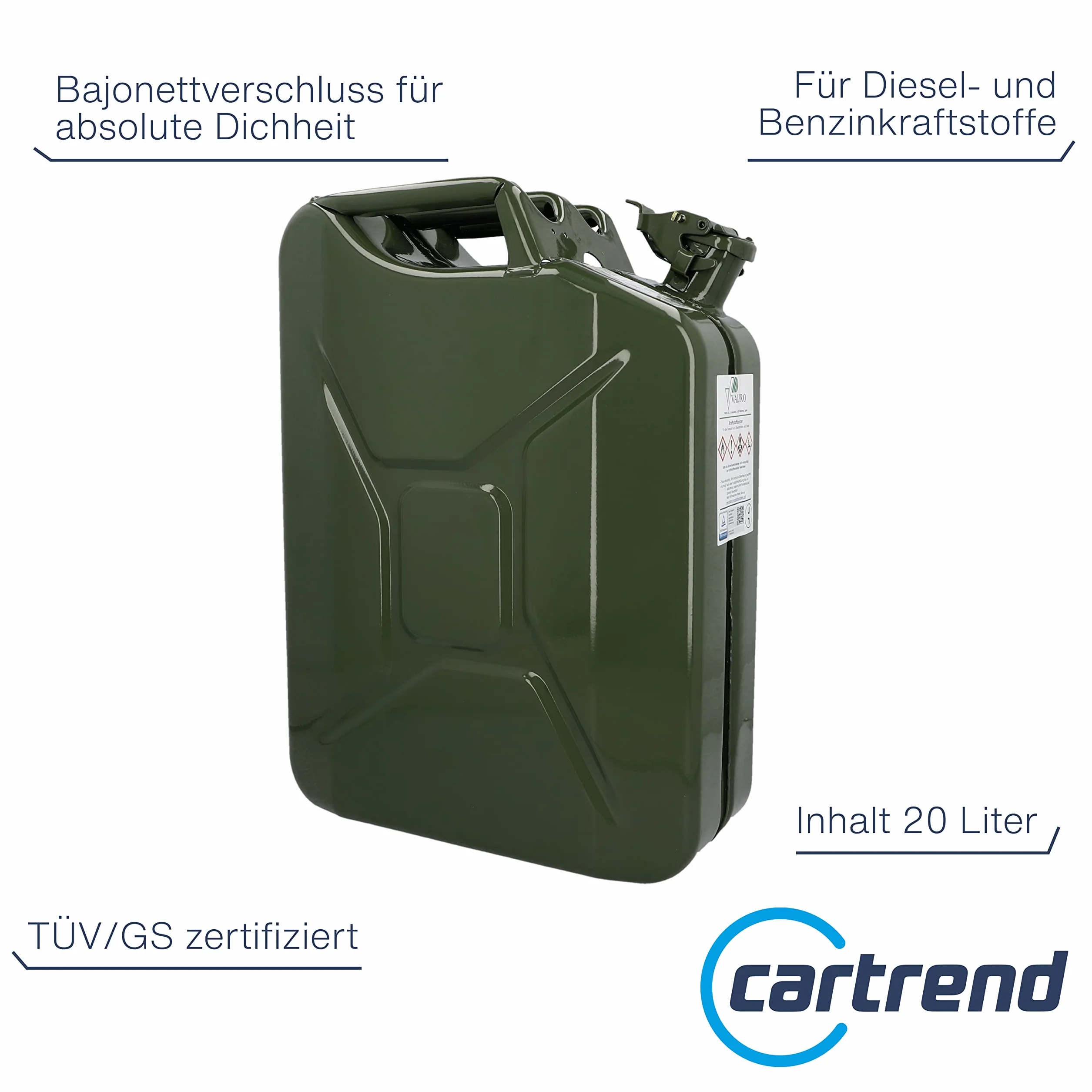 Unitec 73855 Kanister Na Paliwo, Zielony, ‎46.9 x 34.7 x 16.4 cm; 4.32 kg, 20 l, 1 Sztuka