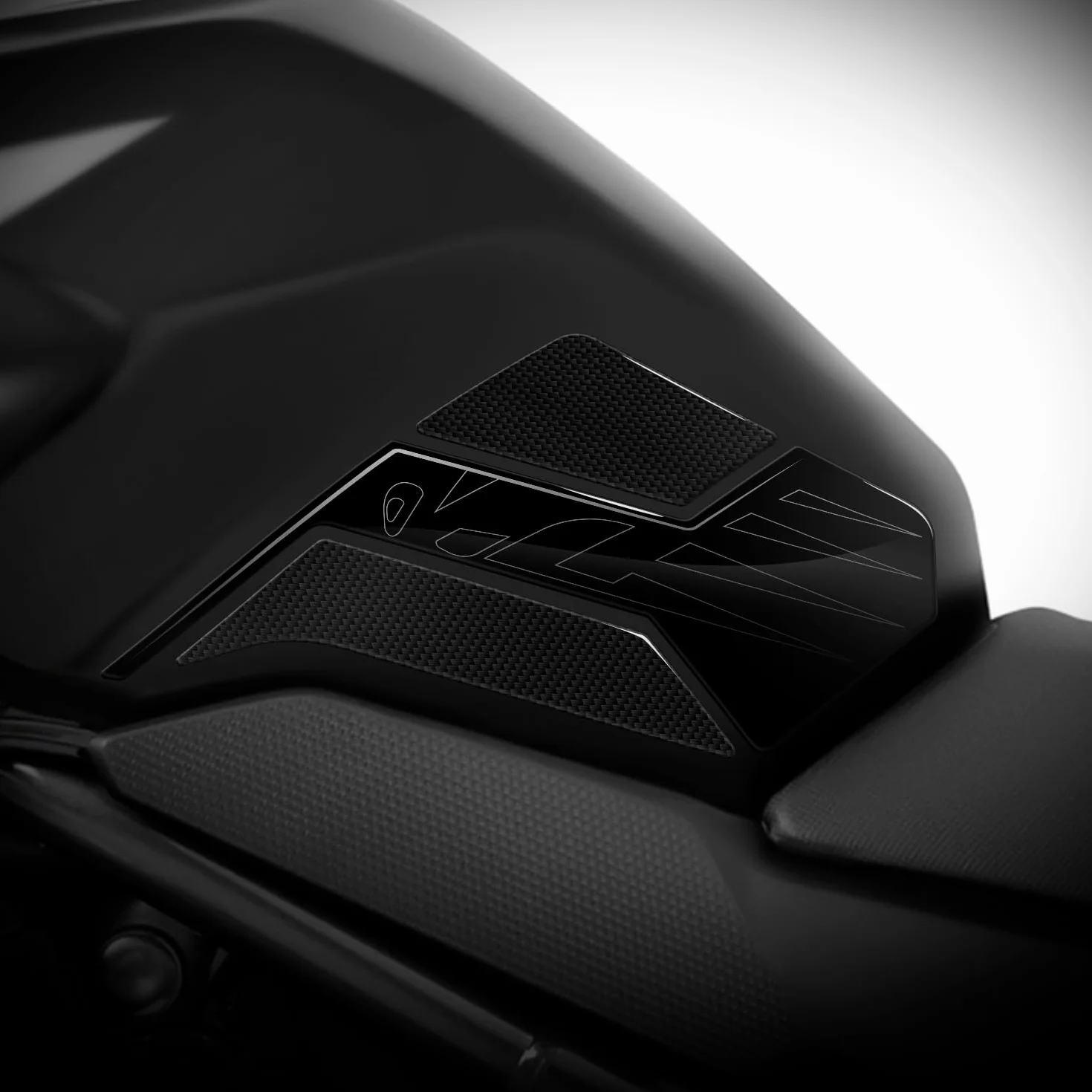 Az Graphishop Naklejki boczne na zbiornik z żywicy 3D kompatybilne z Honda CB750 Hornet 2025-2026 Ochrona przed uderzeniami i zadrapaniami Made in Italy L-HORN750-25 (ballistic Black Metallic)