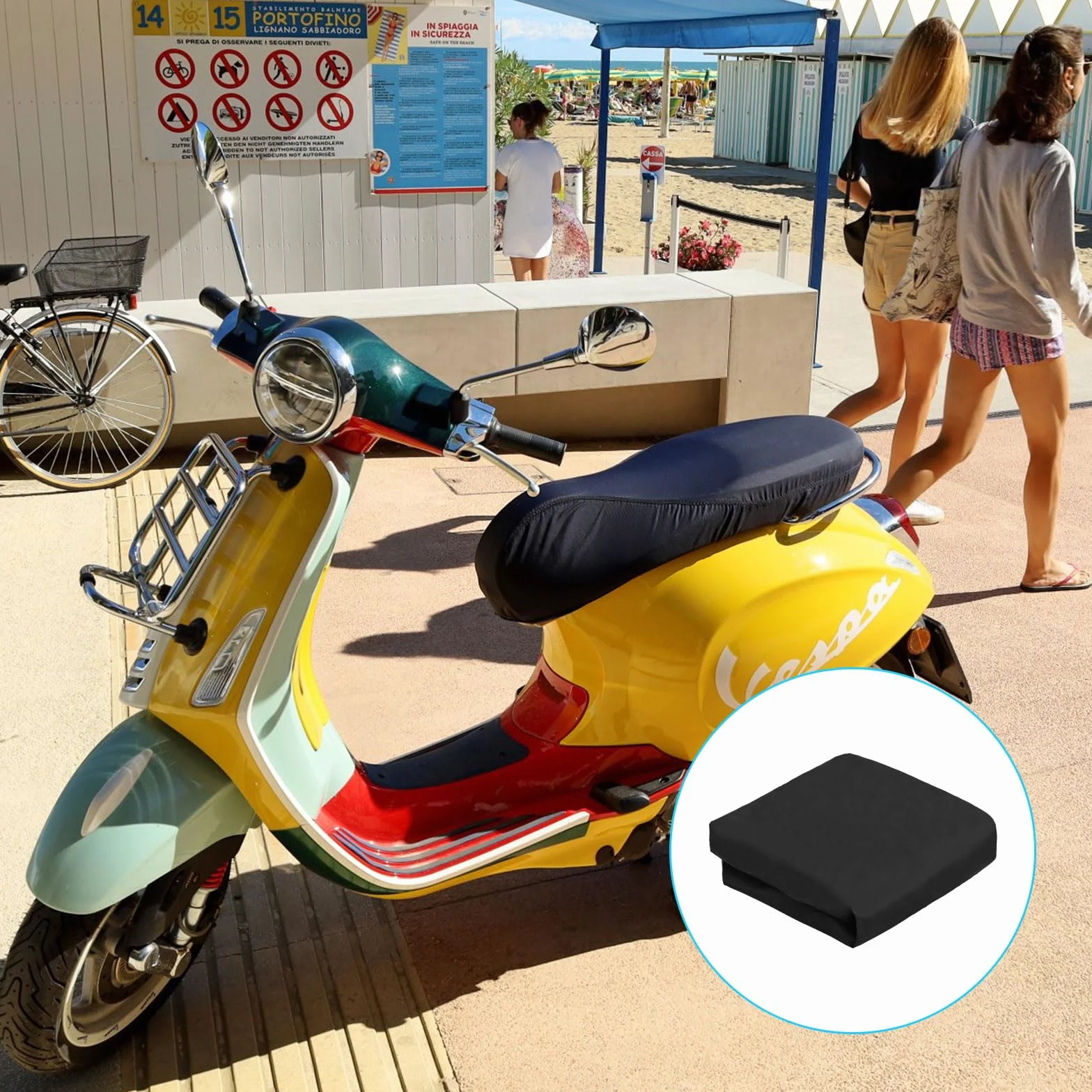 Pokrowce na siedzenia motocyklowe wodoodporne uniwersalne z gumową taśmą Moto Scooter czarne XL