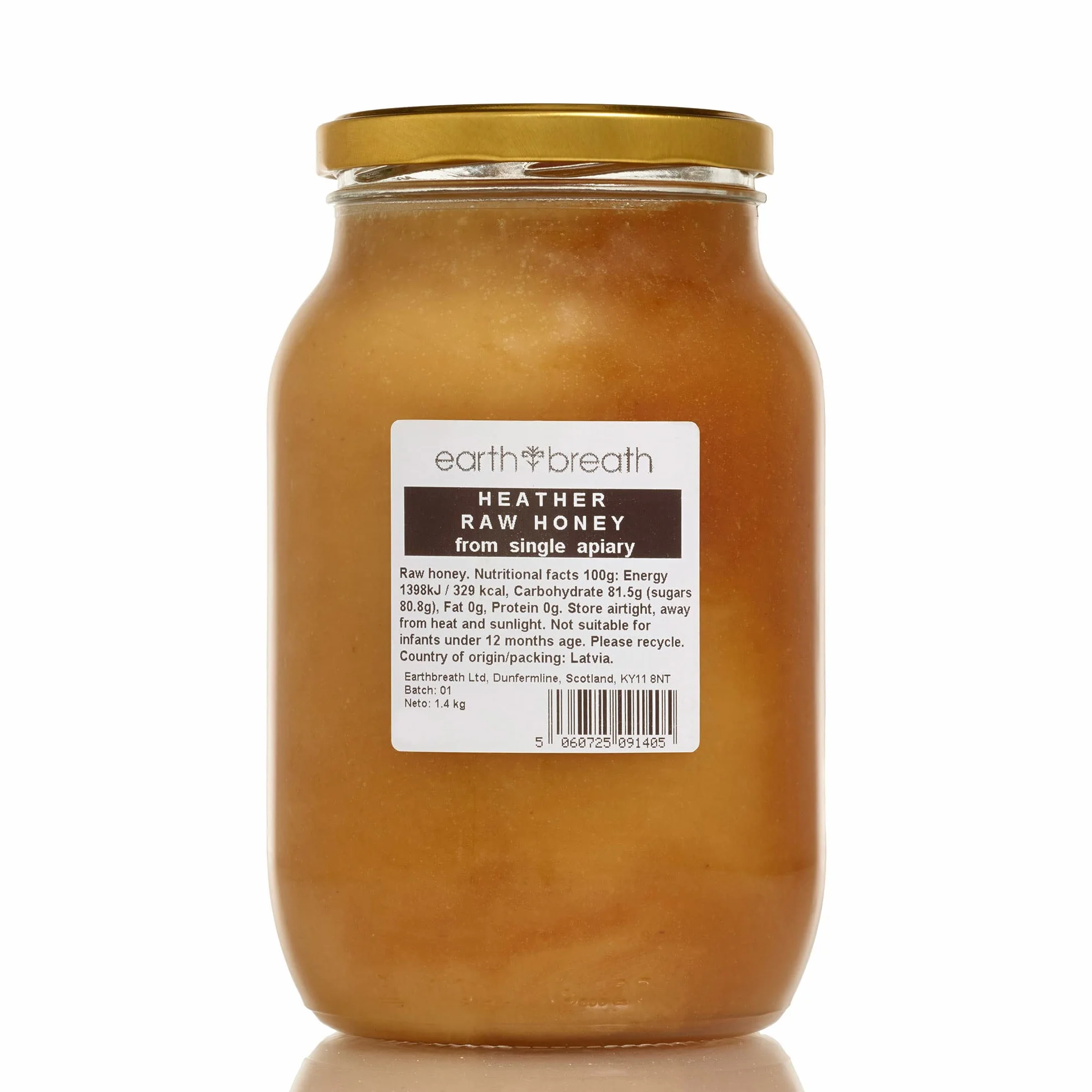 Earthbreath Wild Ling Heather Raw Honey - 1,4 kg - czysty, nieprzetworzony, niepasteryzowany - z pojedynczej pasiery, naturalny słodzik do gotowania, herbaty, soku, napojów, żywności - szklany słoik