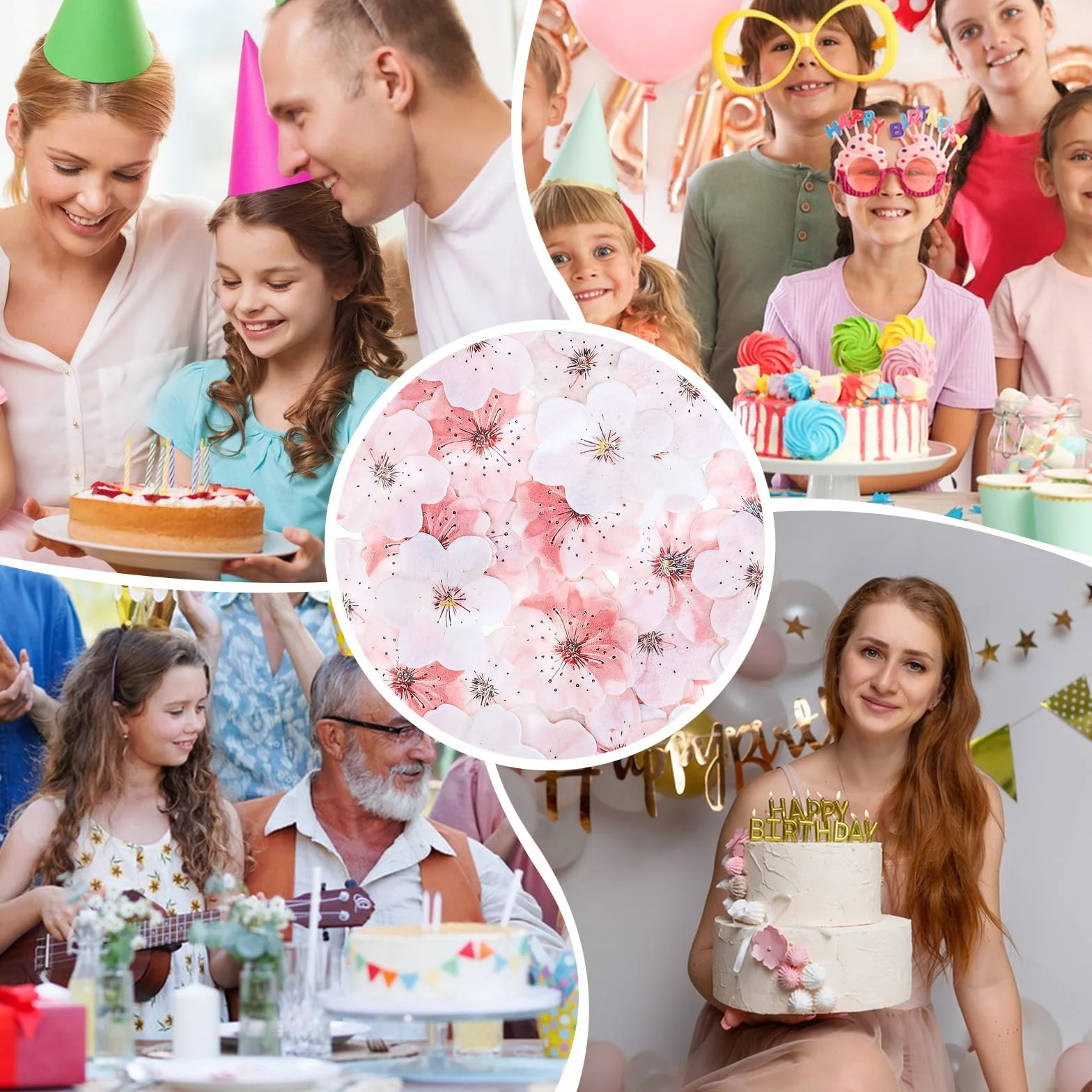 Jadalne ozdoby na babeczki z kwiatami wiśni, jadalne kwiaty wiśni, dekoracje, ciasto, papierowe, kwiaty, babeczki, na ślub, baby shower, przyjęcie urodzinowe, materiały rocznicowe, 75 szt