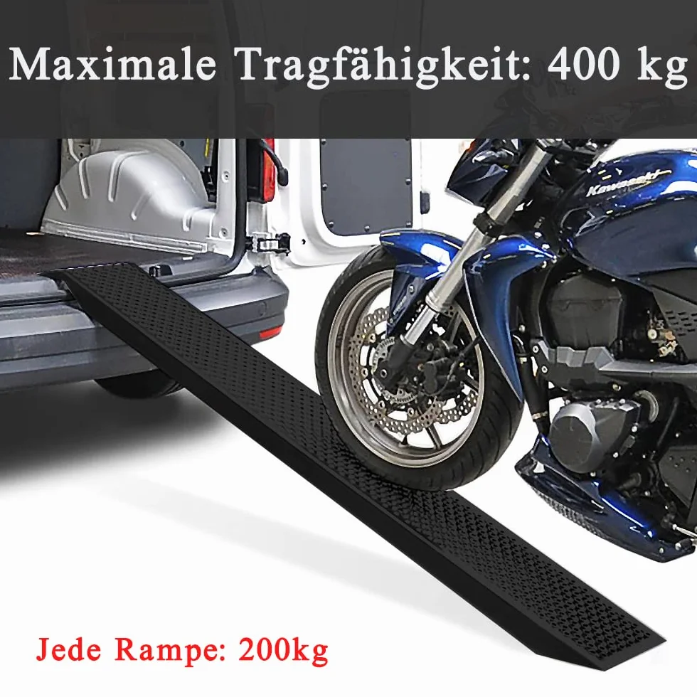 Aufun 2 x rampy do 400 kg antypoślizgowa rampa załadunkowa wykonana ze stali ocynkowanej, antypoślizgowa rampa załadunkowa do przyczep motocykl ATV quad, 160 x 23 cm (Czarny)