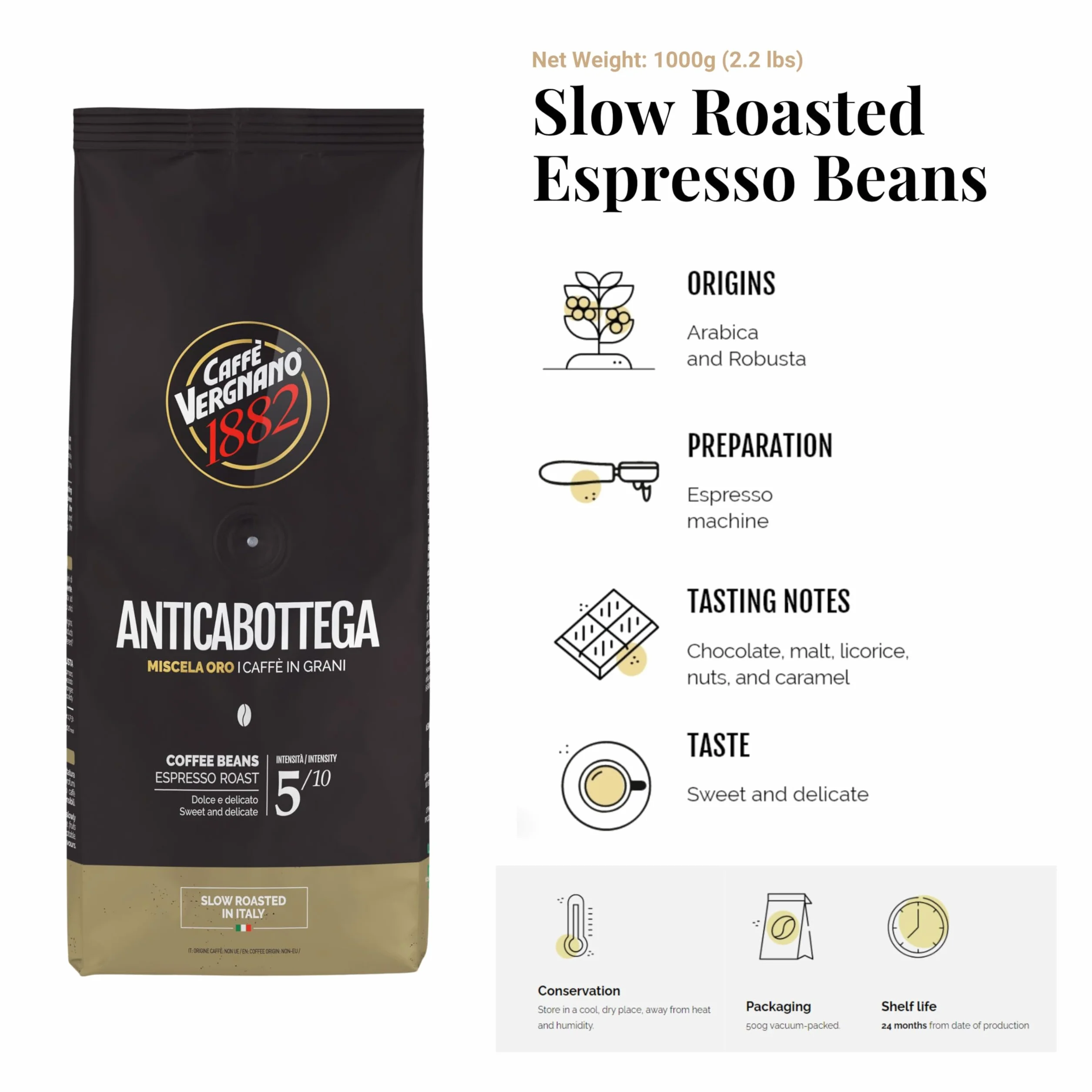 Caffè Vergnano 1882 Anticabottega Kawa Ziarnista, Espresso Roast