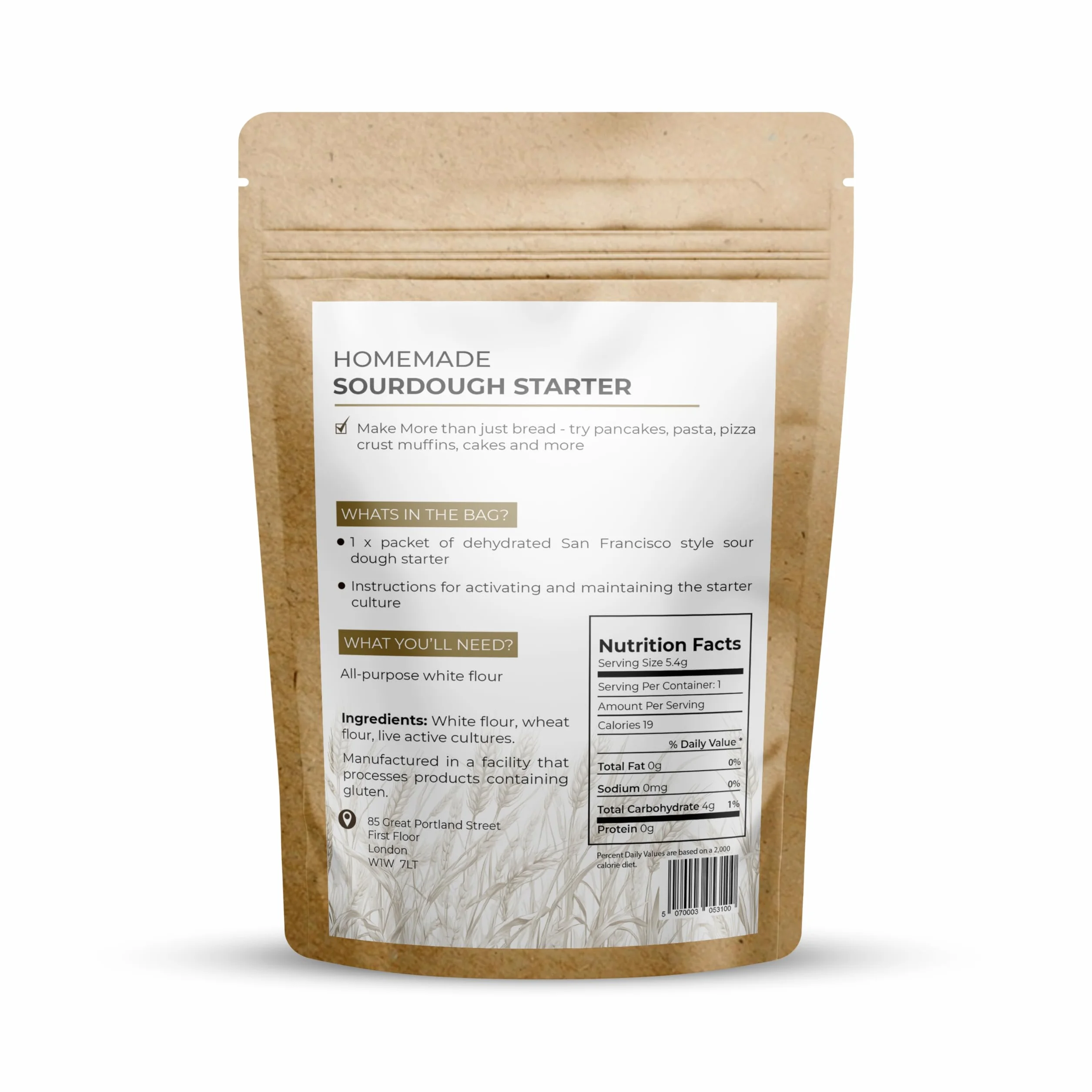 Dough Dough at home Organiczny zakwas do chleba | Naturalna fermentacja | Suszony, aktywny zakwas | Proste przygotowanie | Do chleba, pizzy i bagietek (Buckwheatflour, 15.4 G Pack of 1)