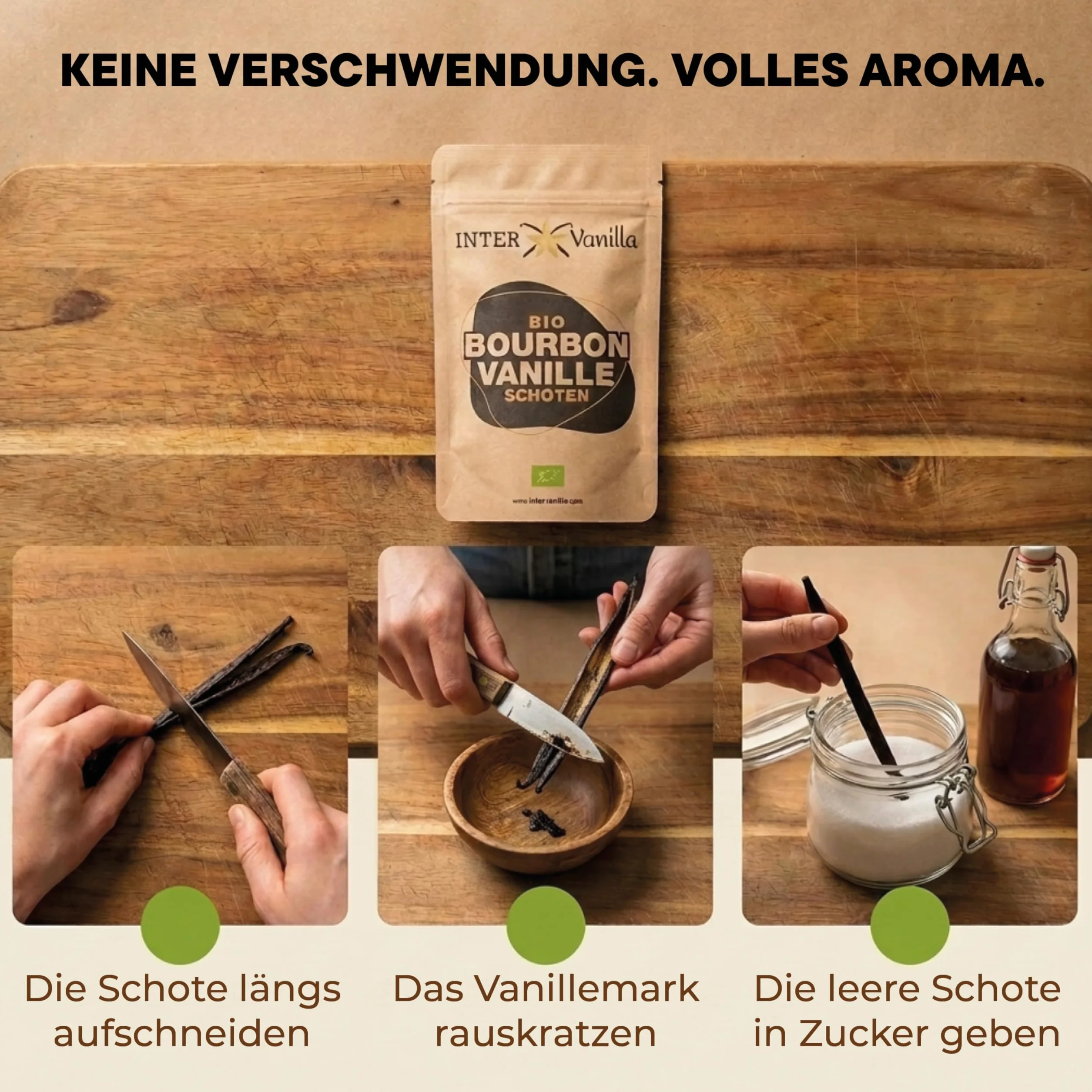 InterVanilla BIO Bourbon płatki wanilii, 6 sztuk, 12-13 cm, bourbon wanilia jakość premium A, z Madagaskaru