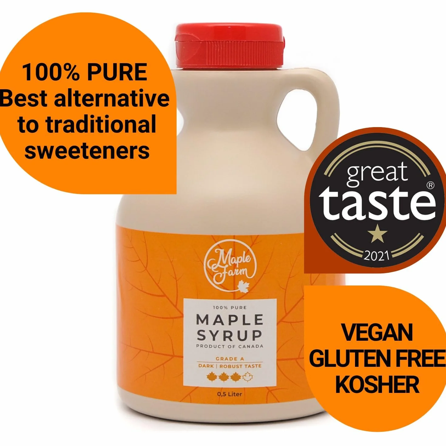 MapleFarm Czysty syrop klonowy Klasa A Dark Robust taste Dzbanek 500 mL
