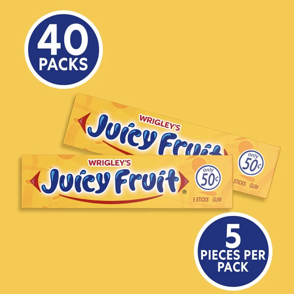 WRIGLEY'S Juicy Fruit Chewing Gum Bulk Pack, 40 Count