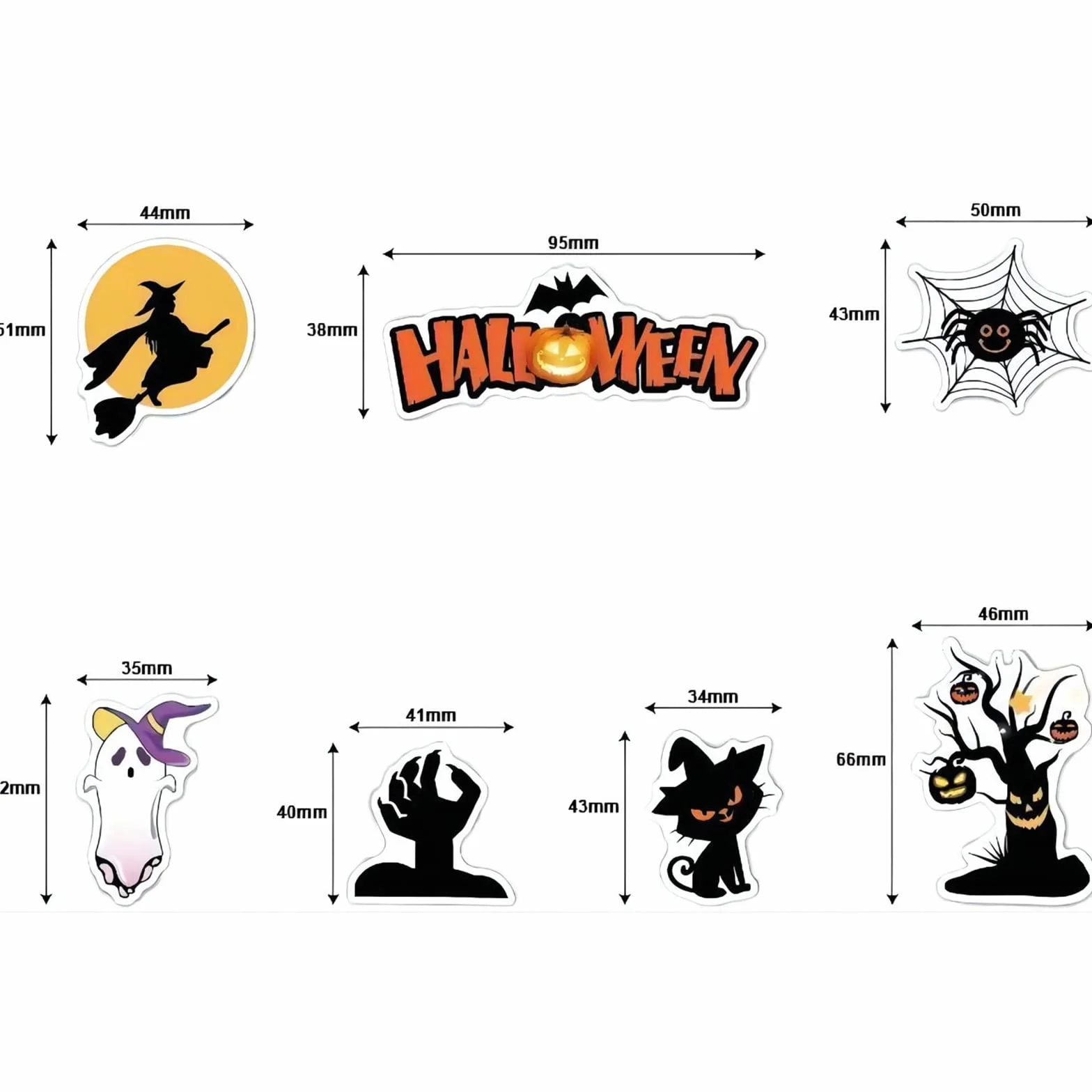 GoldRock Ozdoby na Halloween 14 sztuk - Dynia Kapelusz Czarownicy Nietoperz Nóż Nagrobny Dekoracja Imprezowa