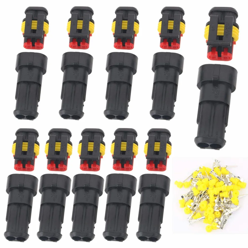 GTIWUNG 10 zestawów 2-stykowe wodoodporne złącze przewodu elektrycznego wtyczka męska i żeńska PA66 nylonowa obudowa zaciski serii 1,5 mm do motocykla, skutera, samochodu, ciężarówki, morskiego