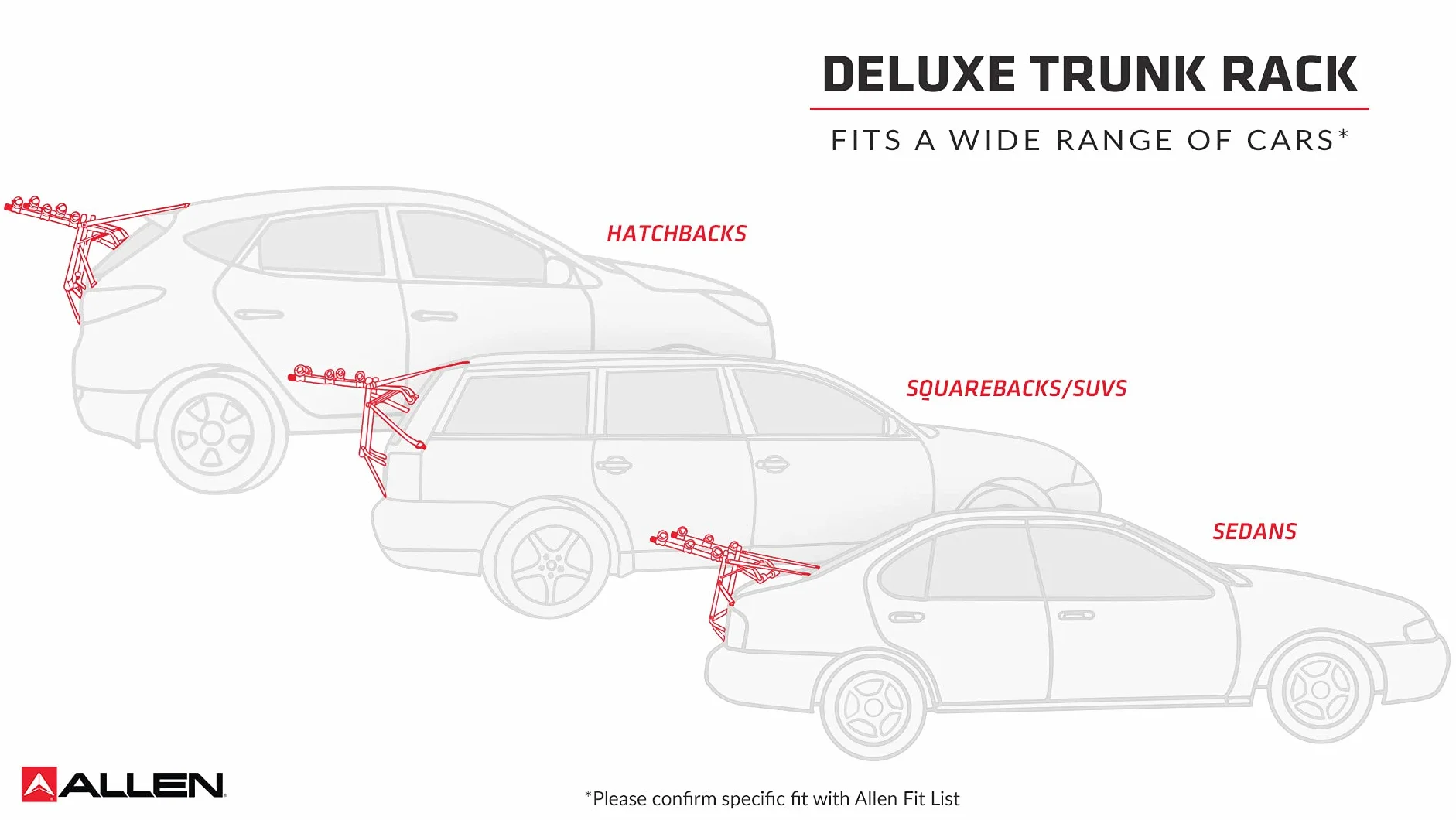 Allen Sports Deluxe Trunk Mount 3-Bike Carrier, Model 103DN-R, Black