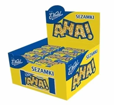 Wedel Sezamki AHA – 40 batoników sezamowych 1,088 kg, Zestaw Chrupiących Batoników Sezamowych