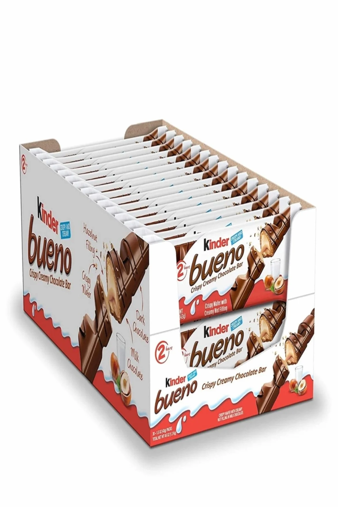 Ferrero Kinder Bueno Wafel mlecznej czekoladzie, zestaw 30 sztuk, 1360 g