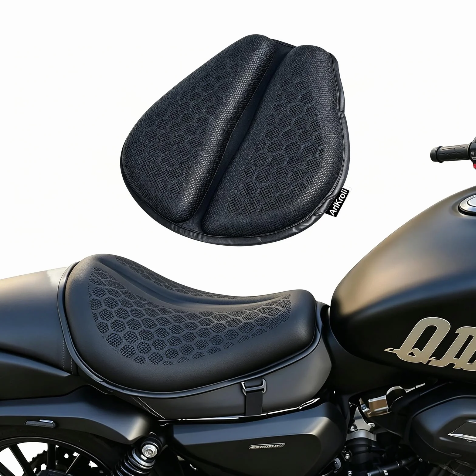 Składana żelowa poduszka na siedzenie motocyklowe, pokrowiec na siedzenie motocyklowe, duża struktura plastra miodu 3D, amortyzacja wstrząsów i oddychająca, żelowa podkładka motocyklowa