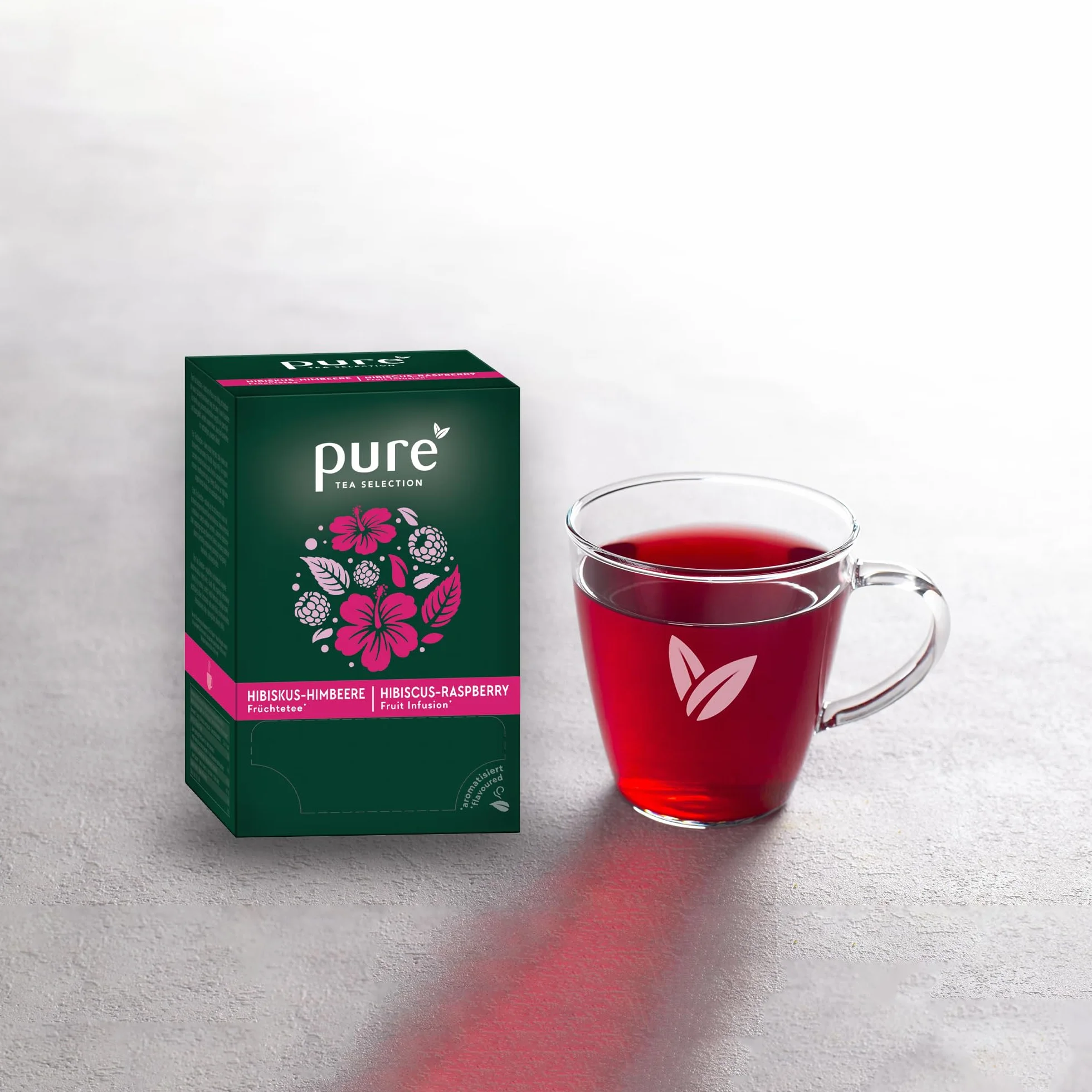 Pure Tea Selection hibiskus malinowy, herbata owocowa, 25 torebek herbaty ze skrobi kukurydzianej, tkanych i kompostowanych przemysłowo, 25 x 3 g