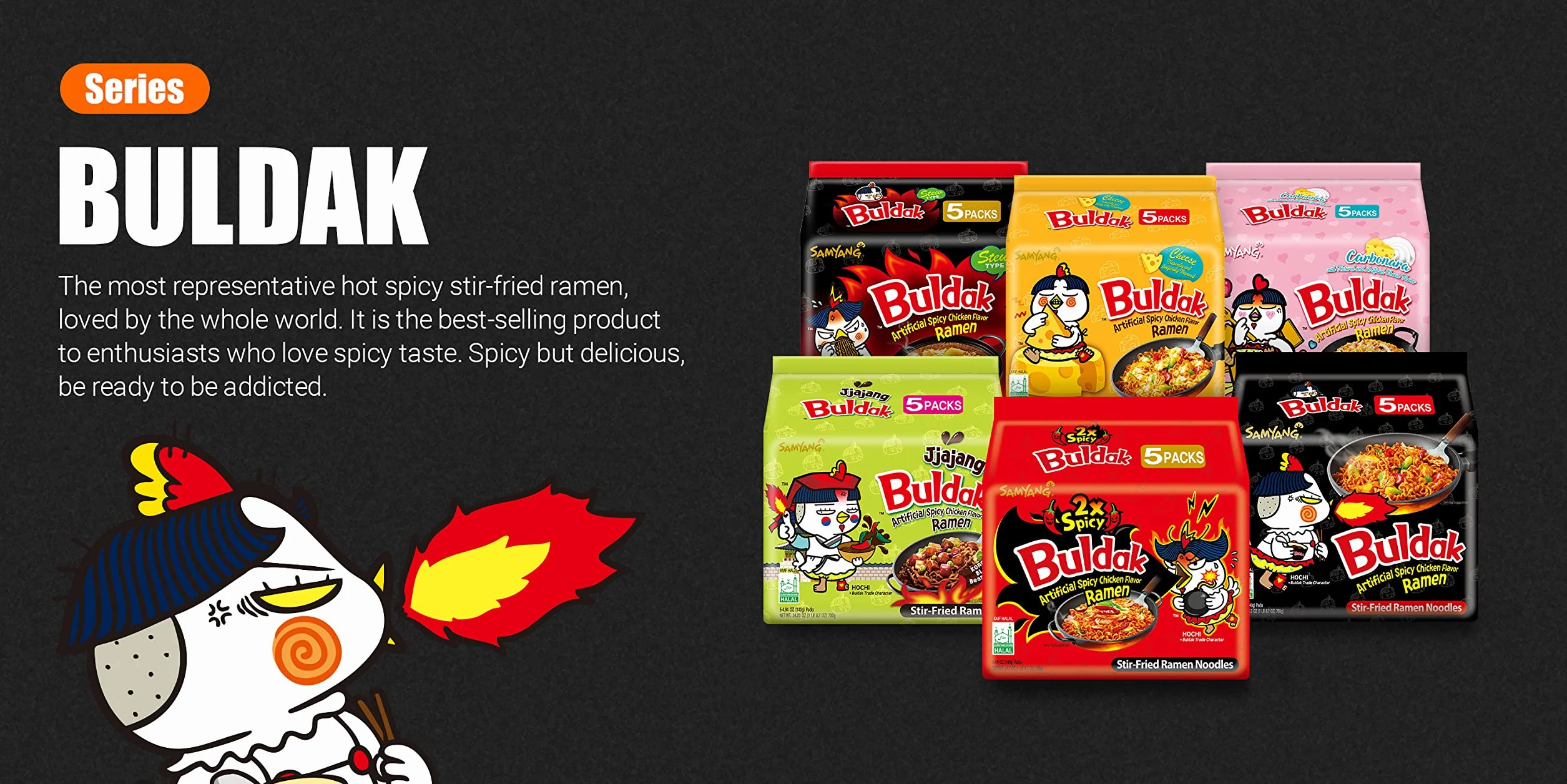 Samyang Buldak Ramen koreański gorący kurczak curry 140g (5 sztuk).