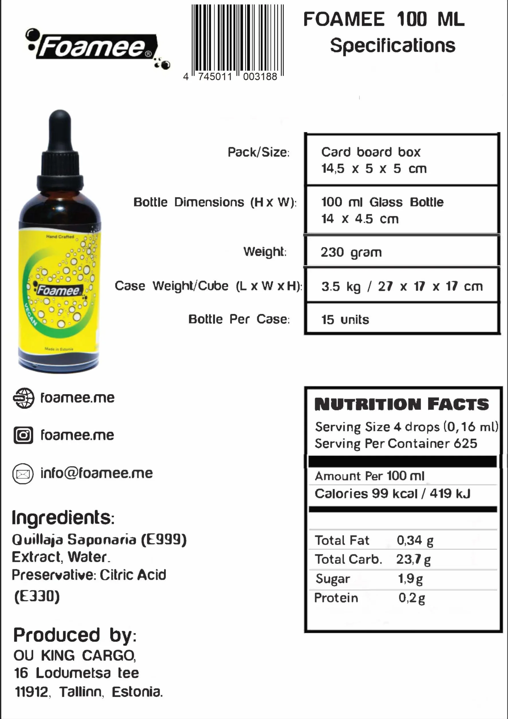 Wegański spieniacz koktajlowy 100 ml