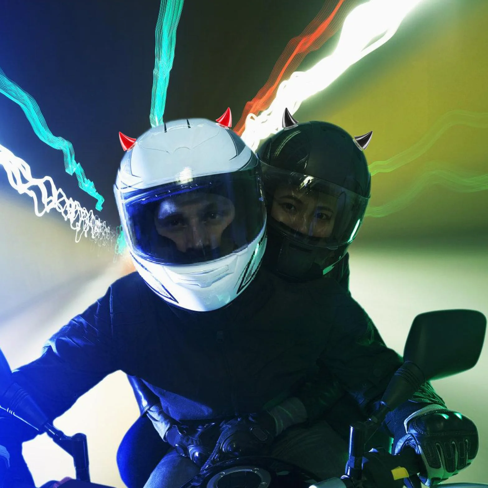 Kask motocyklowy Devil Demon Horn, 14 sztuk, z przyssawką, 7 odcieni, dekoracja narożna, z 2 foliami przeciwdeszczowymi na kask motocyklowy, dekoracja kasku dla dorosłych