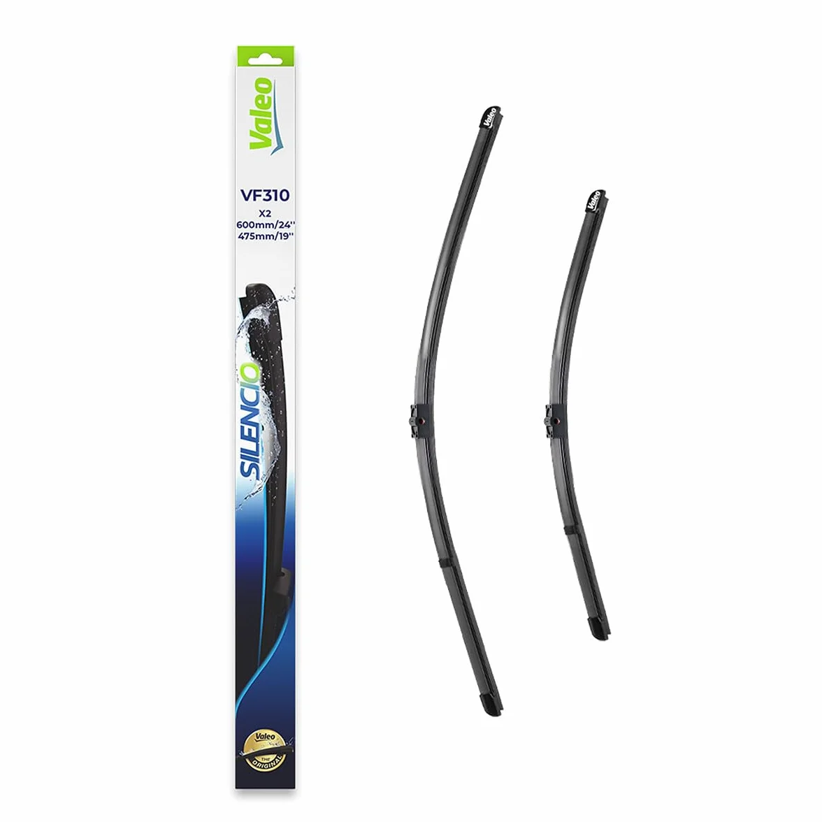 VALEO Silencio Wycieraczki - VF310 - Zestaw Wydajnych, Zapewniajacych Doskonala Widocznosc na Drodze, latwych w Montazu Oryginalnych Plaskich Wycieraczek 600mm/475mm - Przód - Zestaw 2 szt. - 574346