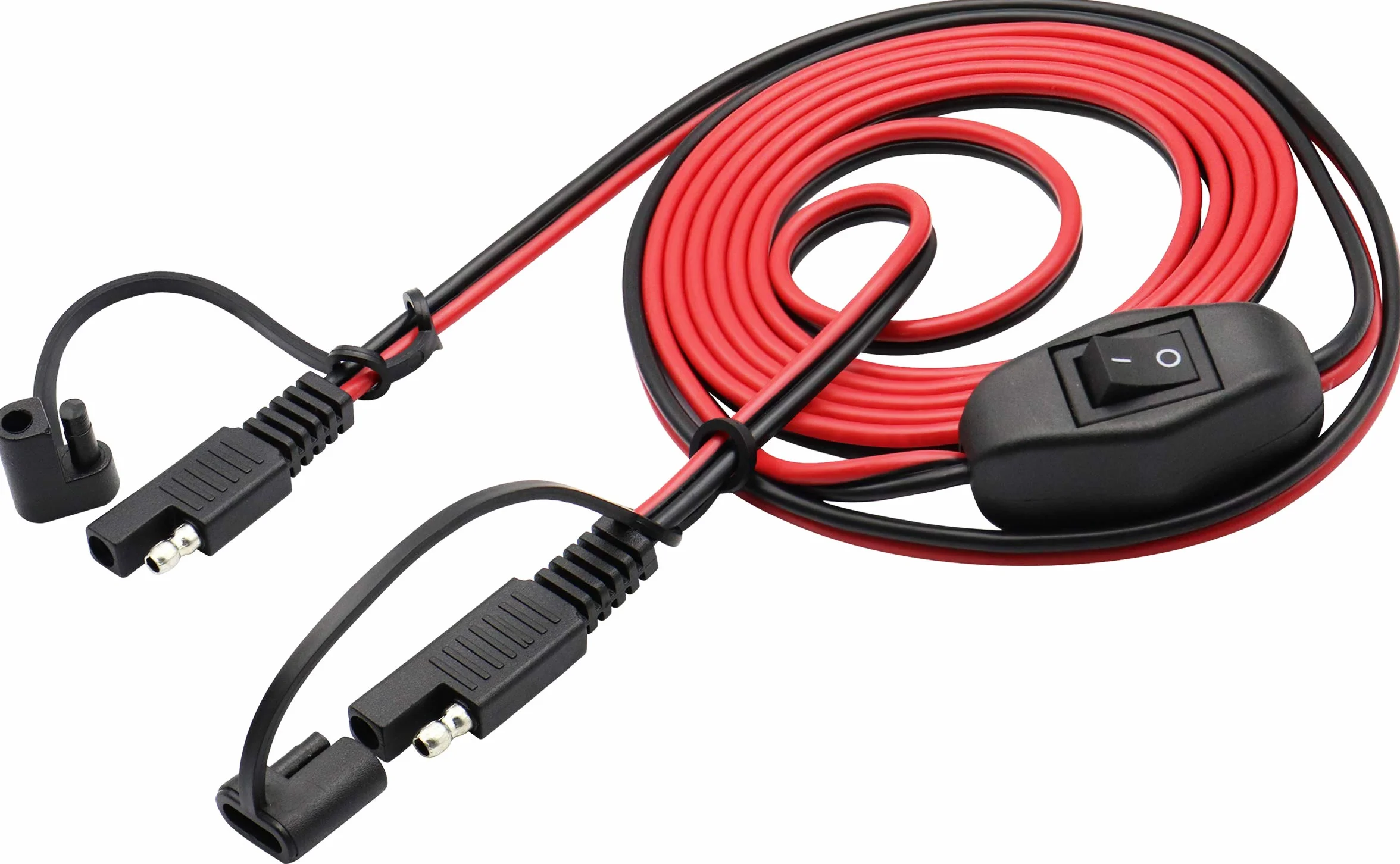 SAE Przedłużacz 16 AWG, wiązka przewodów 12 V-24 V DC, z przełącznikiem, szybkie połączenie/odłączanie, kabel zatrzaskowy do motocykla, samochodu, przyczepy kempingowej, paneli słonecznych