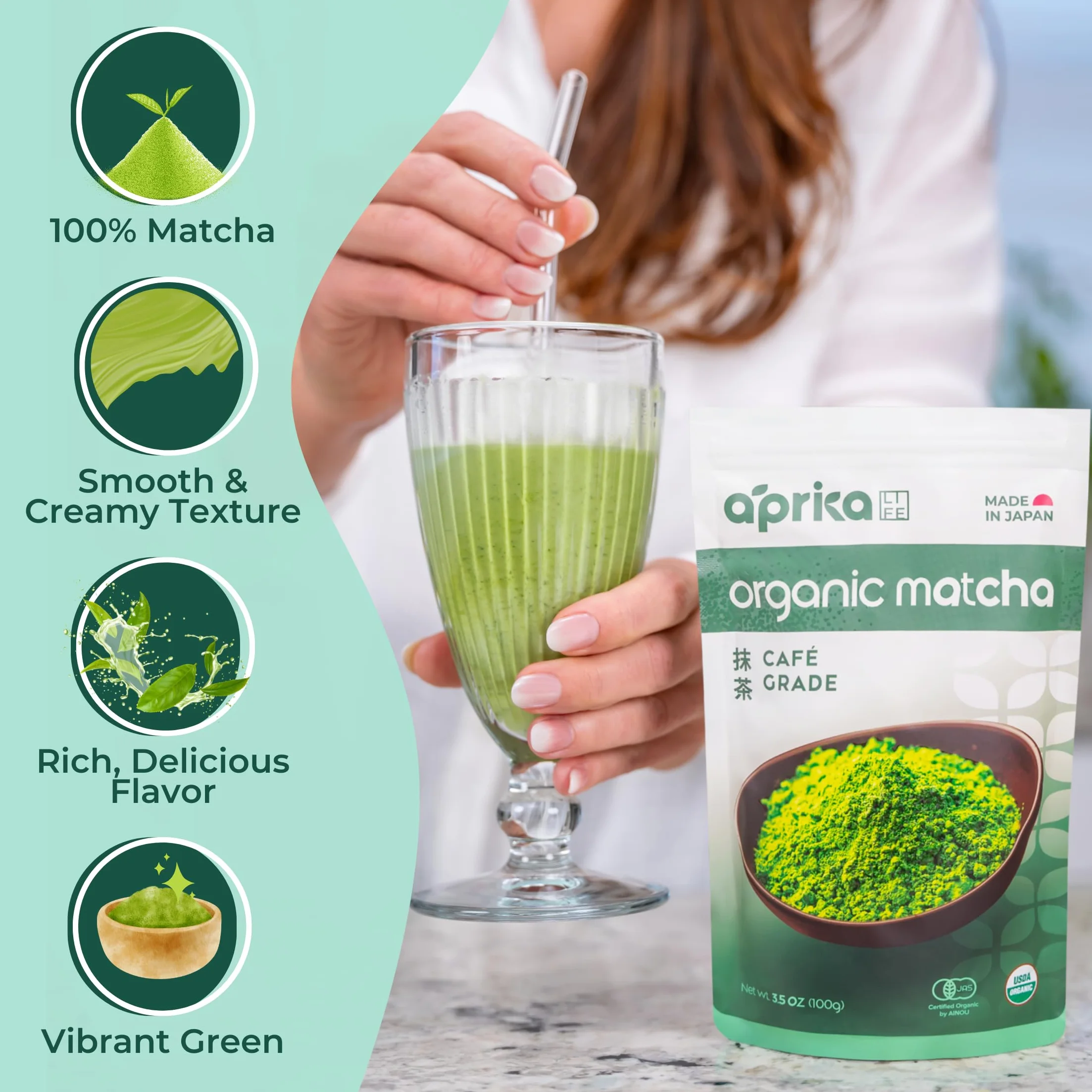 Japońska Matcha w proszku Premium 100 g - AprikaLife