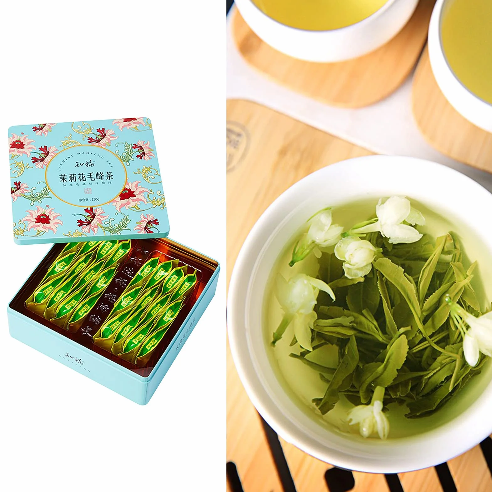 Jaśminowe Torebki na Zieloną Herbatę, 24 Liczną Organiczną Jaśminową Herbatę Mao Feng, Chińską Pachnącą Jaśminową Zieloną Herbatę Luźne Liście na Popołudniową Herbatę na Imprezę