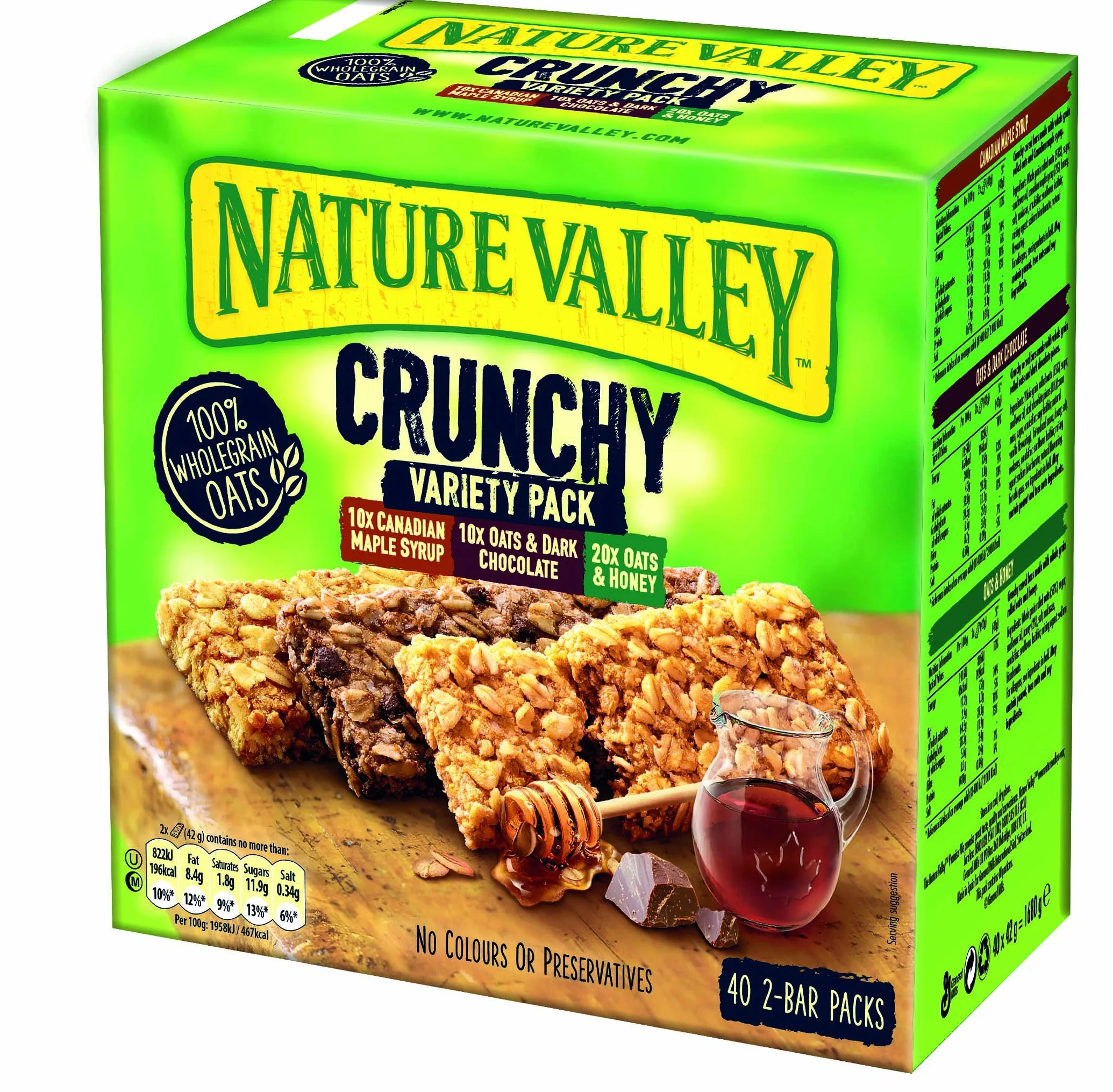 Nature Valley Chrupiące batony pakiet różnorodności, 40 x 42 g