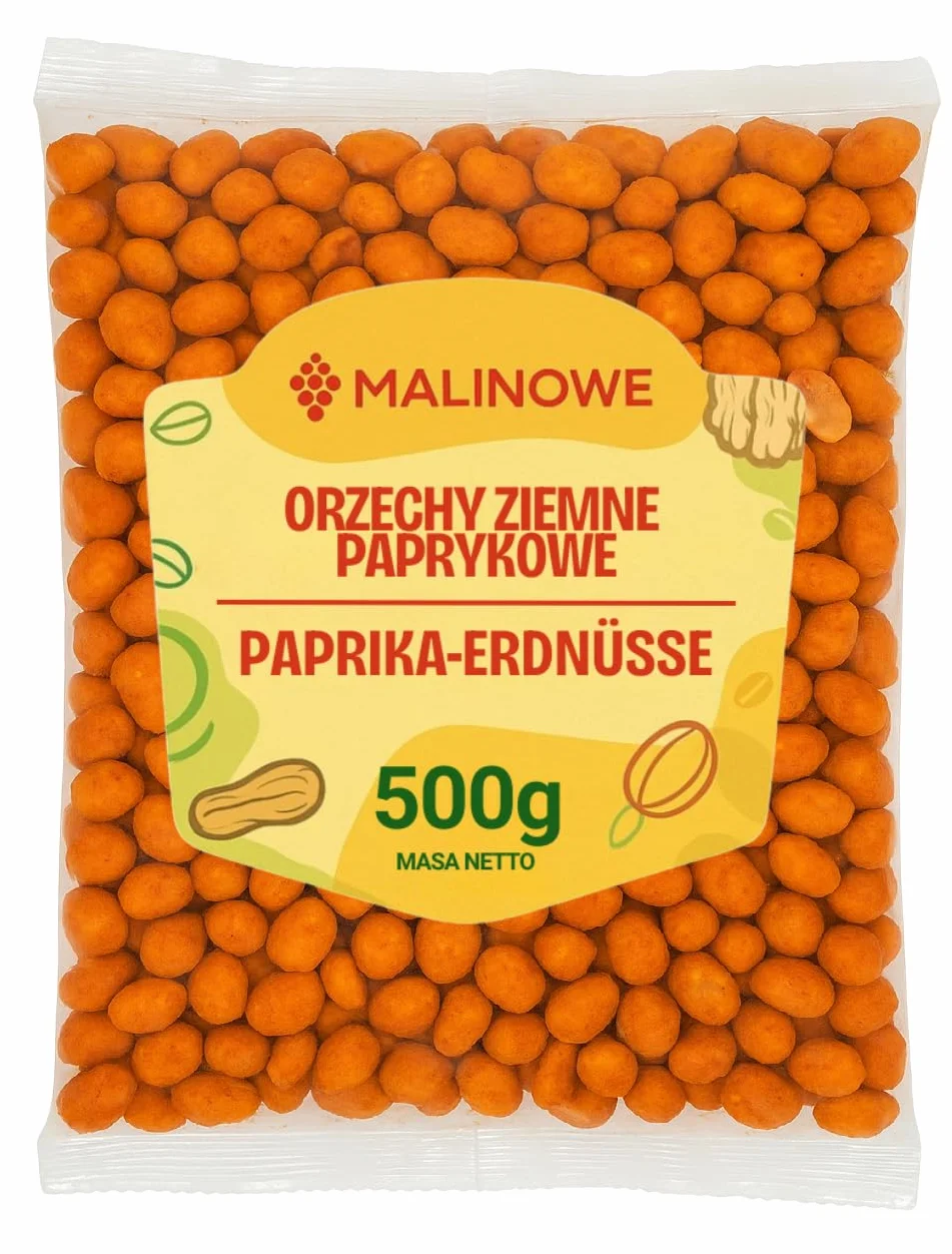 Malinowe ORZECHY ZIEMNE PAPRYKOWE 500g Chrupiąca Przekąska