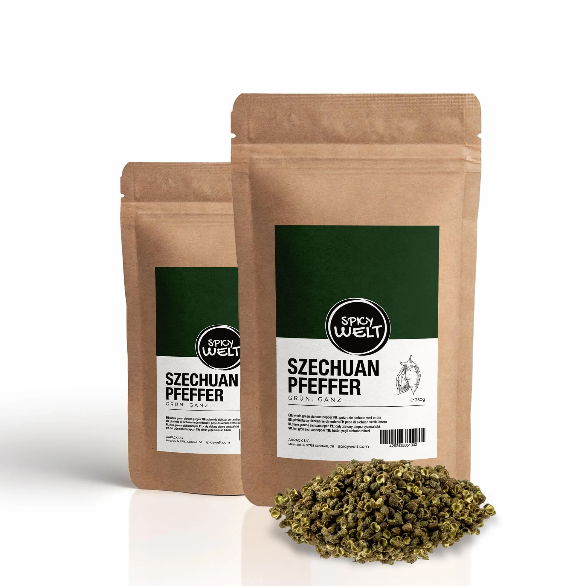 Spicy Welt Pieprz Syczuański Zielony Cały (100g) – Ziarna do Ryb, Owoców Morza, Woka, Zup i Kuchni Chińskiej | Intensywny Aromat Limonki i Silne Mrowienie | 100% Naturalny, Bez Dodatków