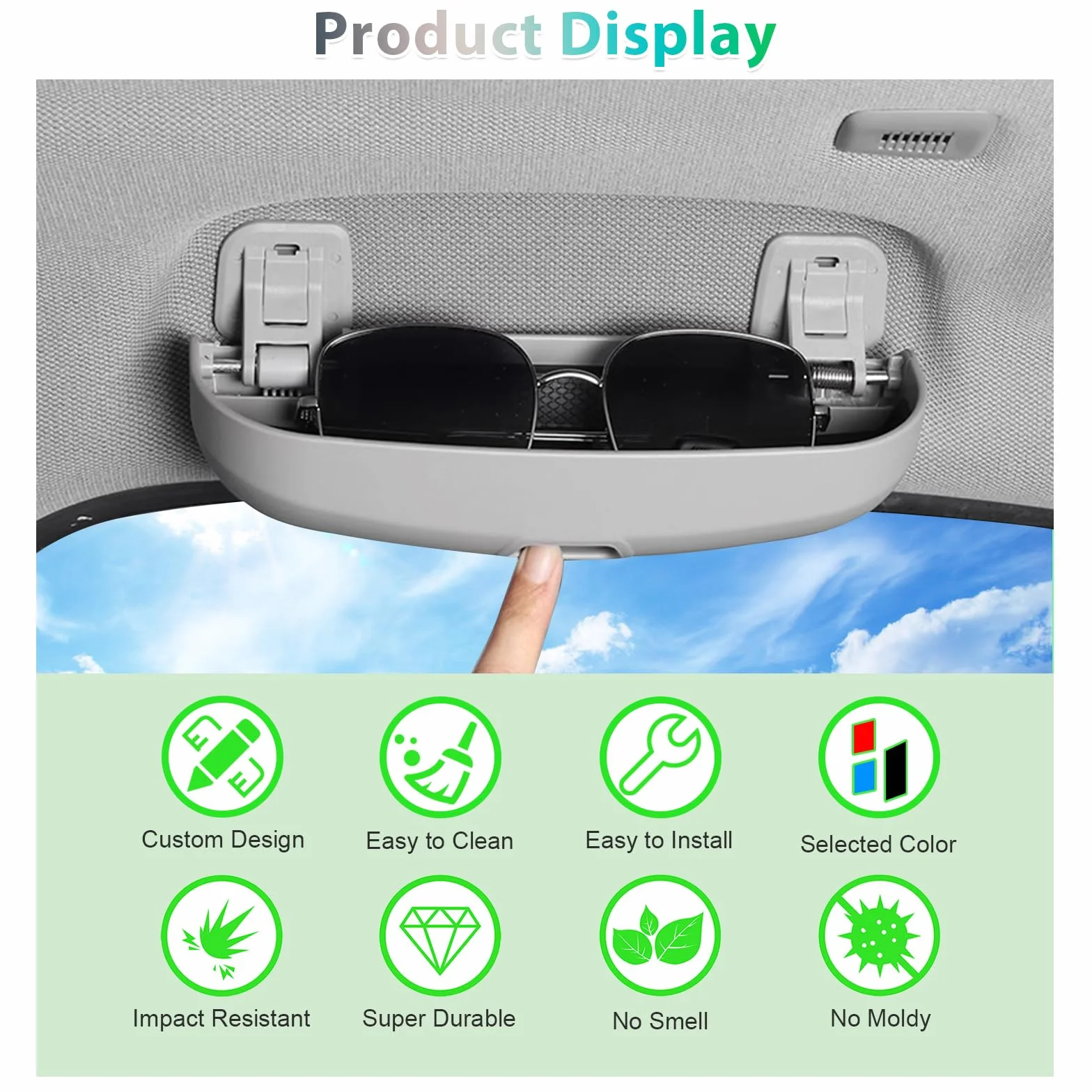 GAFAT uchwyt na okulary przeciwsłoneczne etui na okulary kompatybilny z BMW X1 X3 X5 X7 1 3 5 7 2010-2025 2026, organizer wnętrza dla X1 U11/ X3 G45/ 1 F70/ 3 G20 akcesoria (szary)